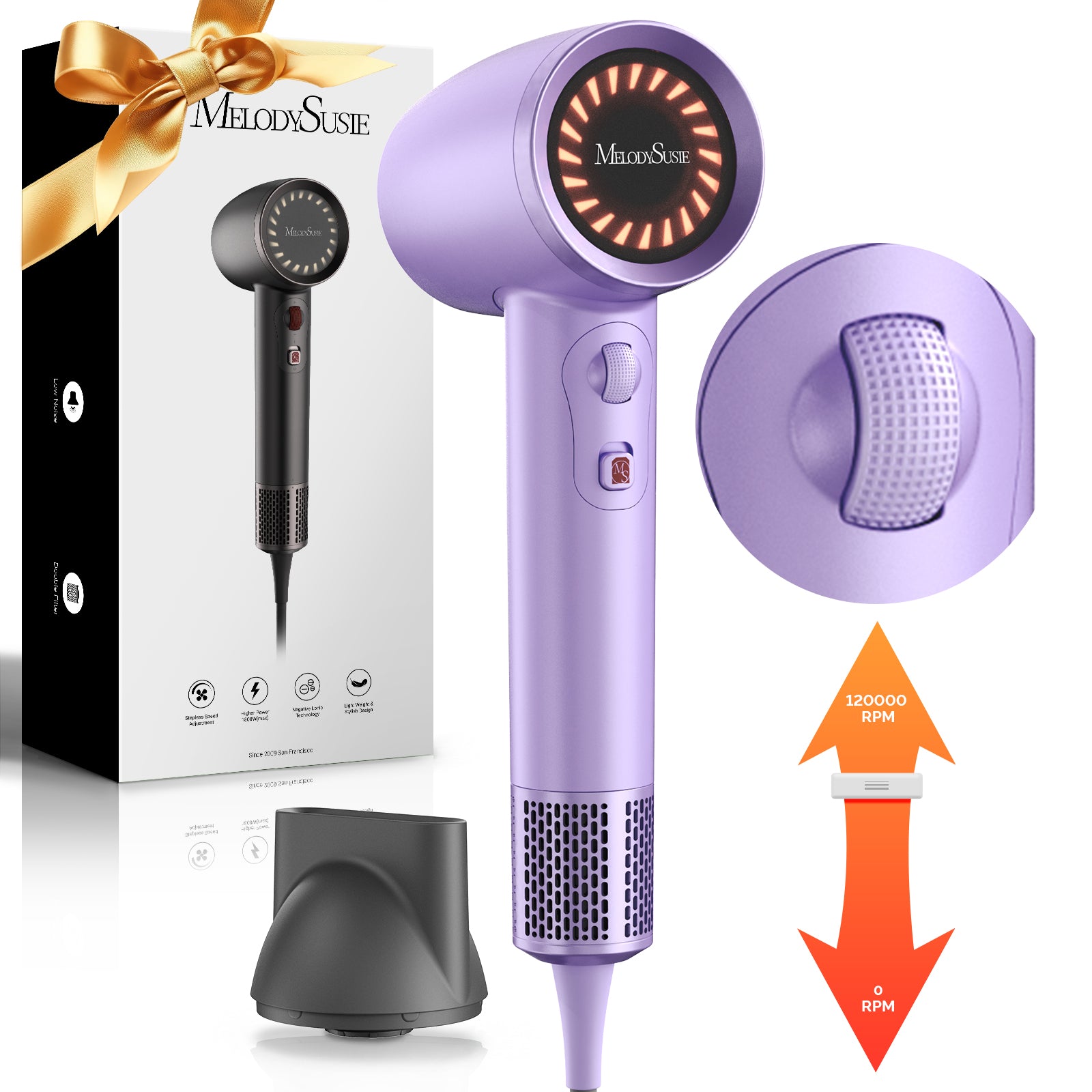 Professional Portable Ionic Hair Dryer 120 000 RPM MelodySusie