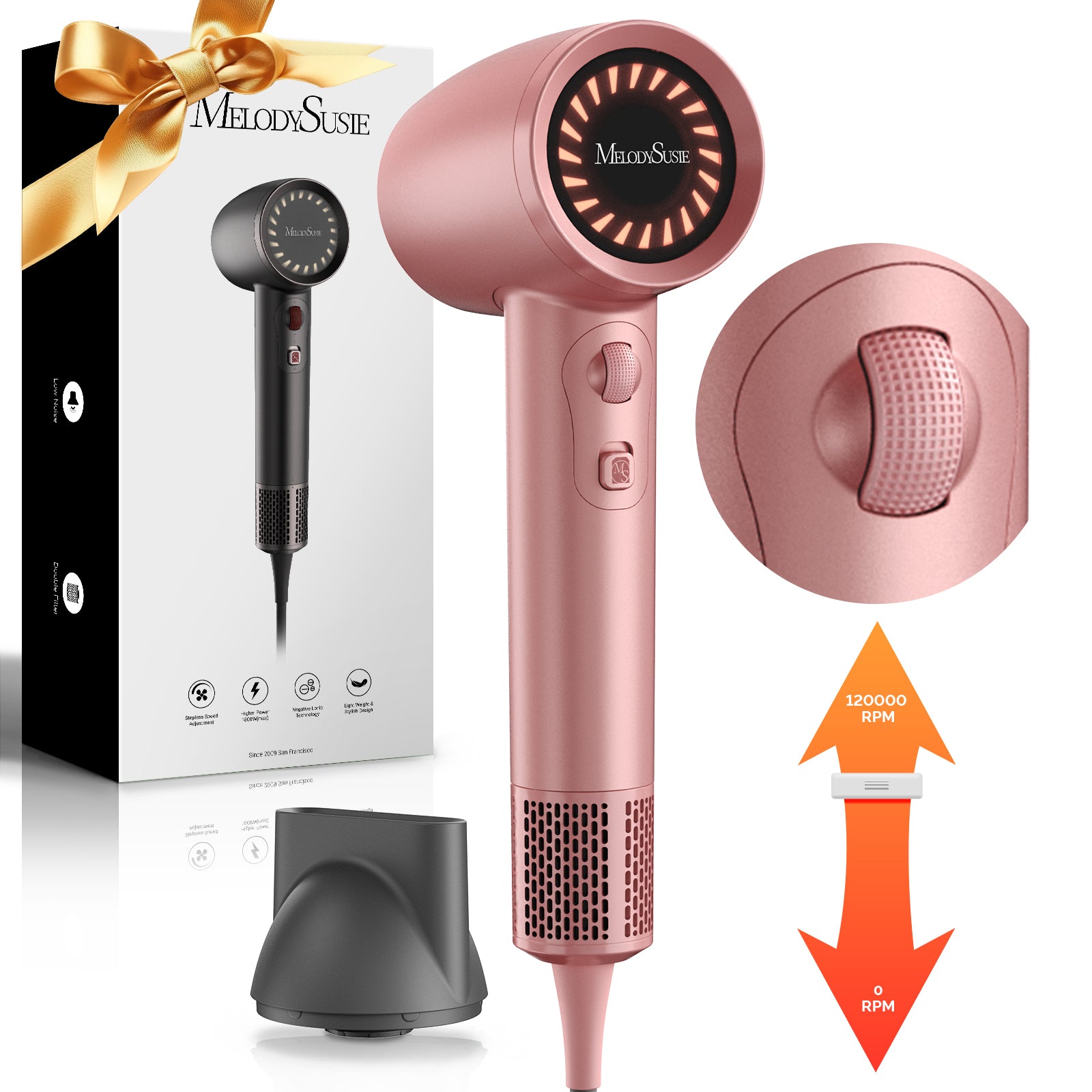 Professional Portable Ionic Hair Dryer 120 000 RPM Pink US ONLY