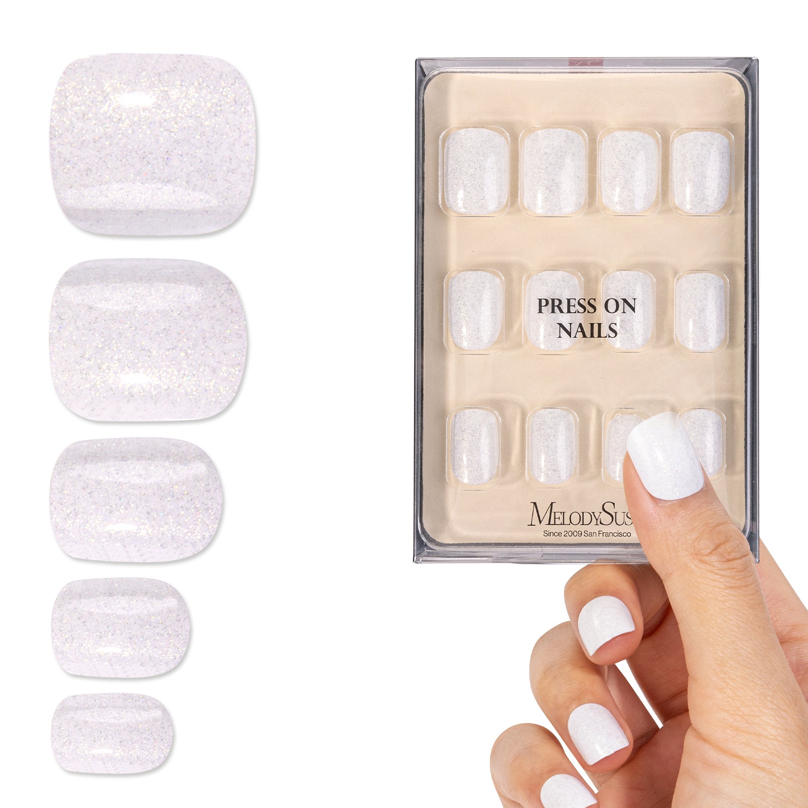 Short Square Pearl Acrylic base Press on nails buy