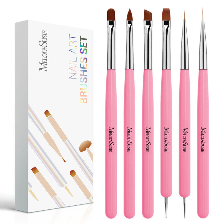 Nail Art Brushes Set 6Pcs - Pink