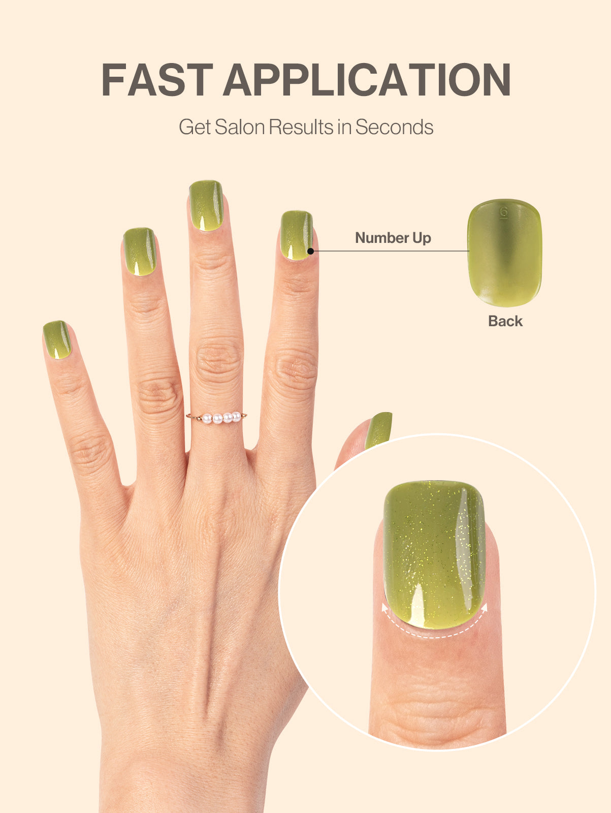 Acrylic Press On Nails - Short Square Olive Green