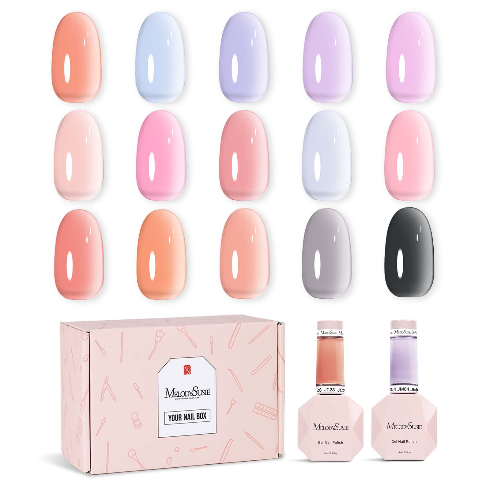 Jeweliver Jelly Gel Nail Polish 0.5 fl oz/15ml - Full Set(15Colors)