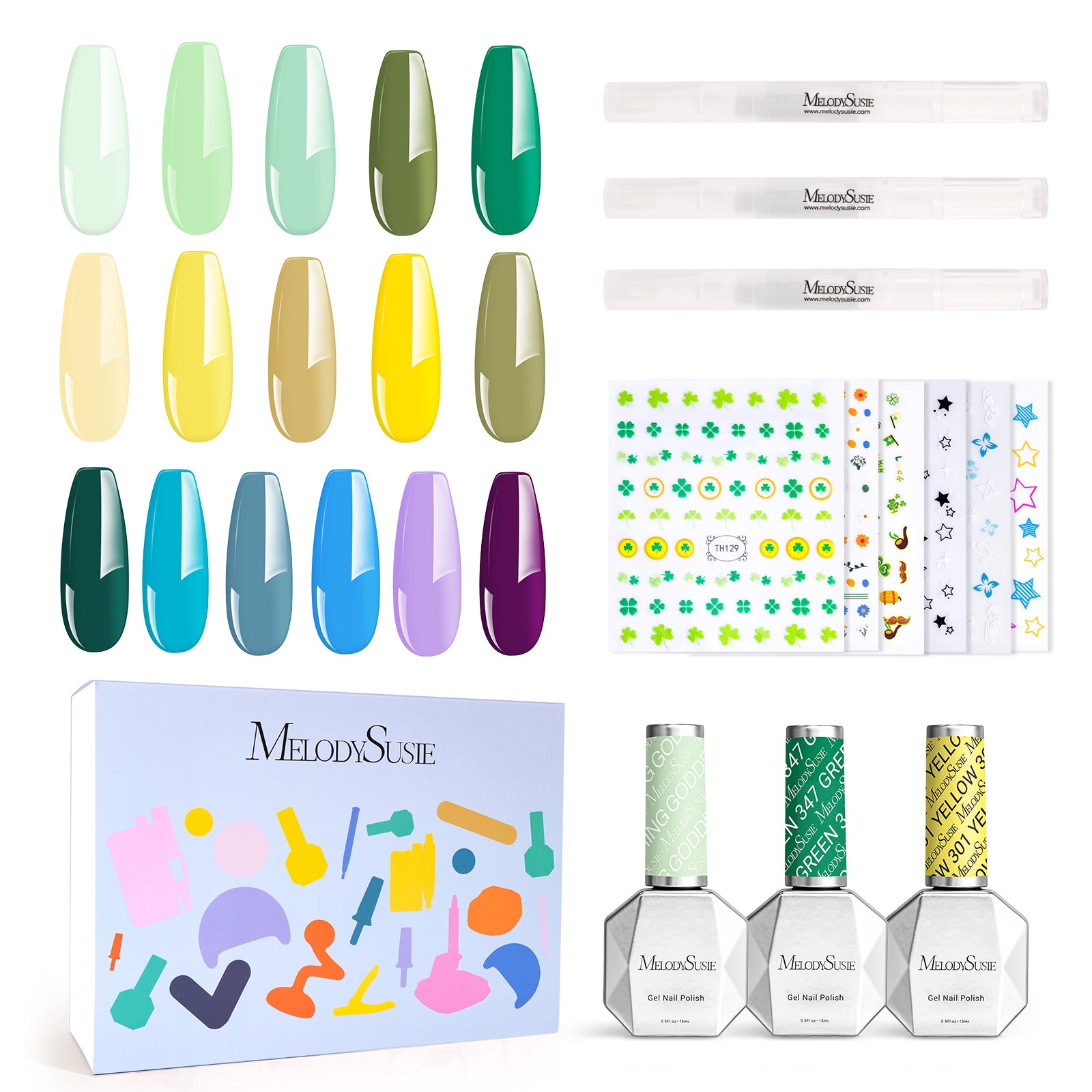 St. Patrick’s Day Thick Gel Nail Polish Gift Box - 16 Colors