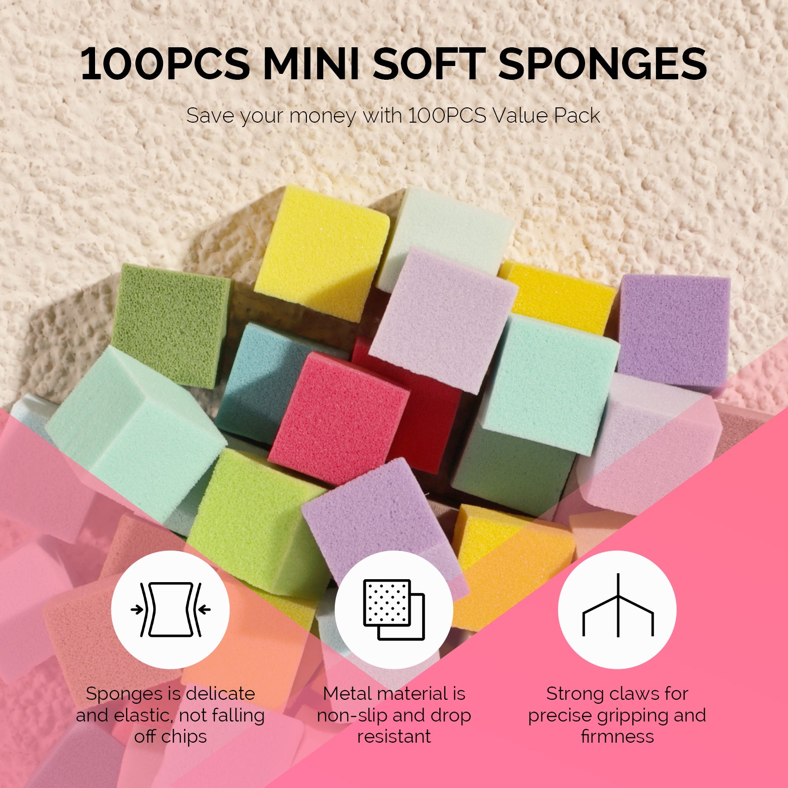 Nail Art Sponges With Grabbing Pen - Color