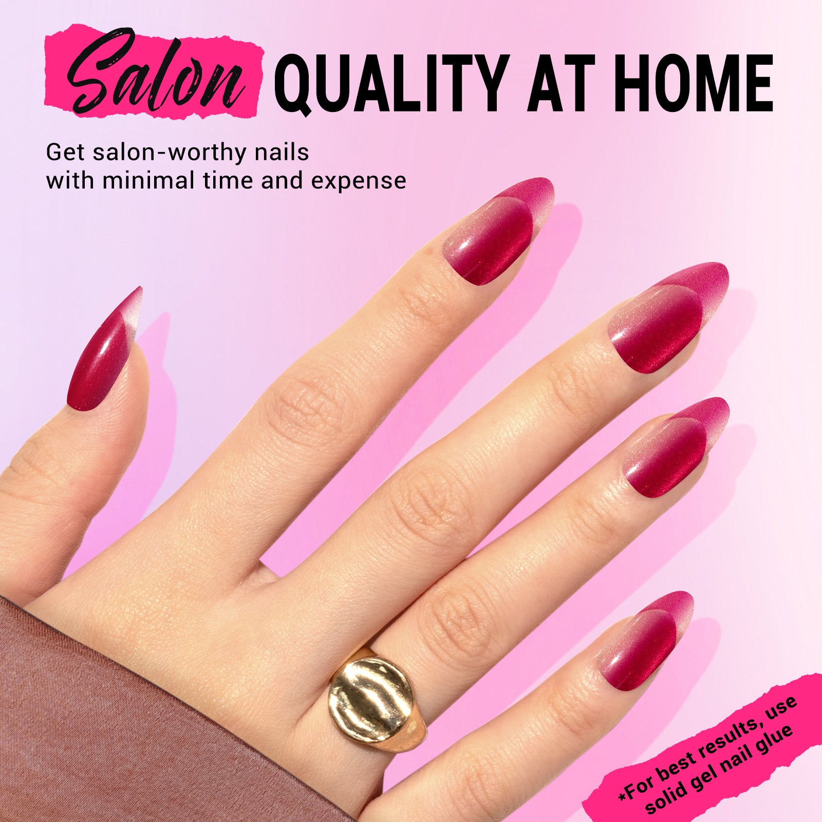 Pink Cat Eye Press On Nails Kit - US ONLY