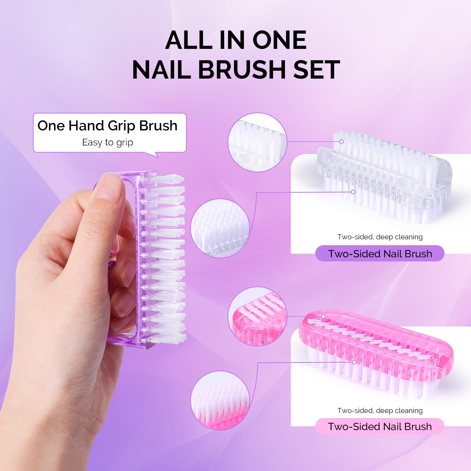 3 Pack Nail Brush Set