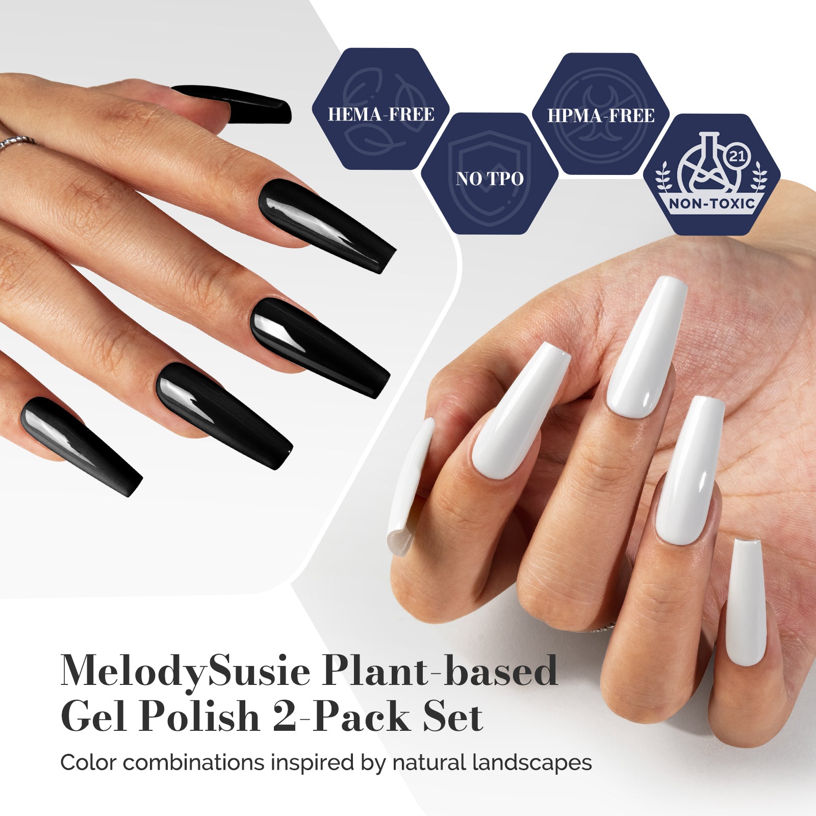 Fleurwee Gel Polish 2Pcs Black & White - P03+P04