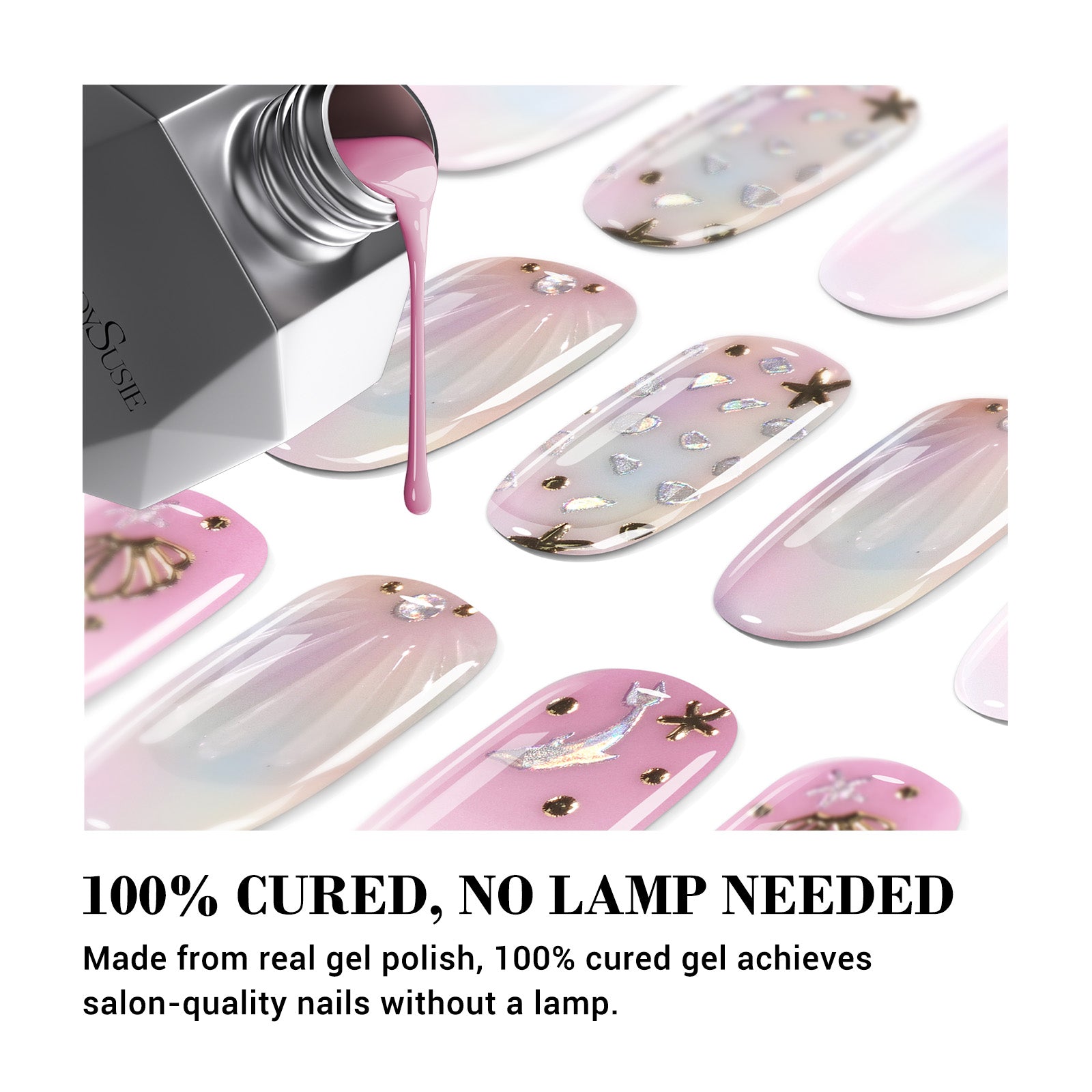 Qcoat Fully Cured Gel Nail Strips - Gradient Pink(US ONLY)