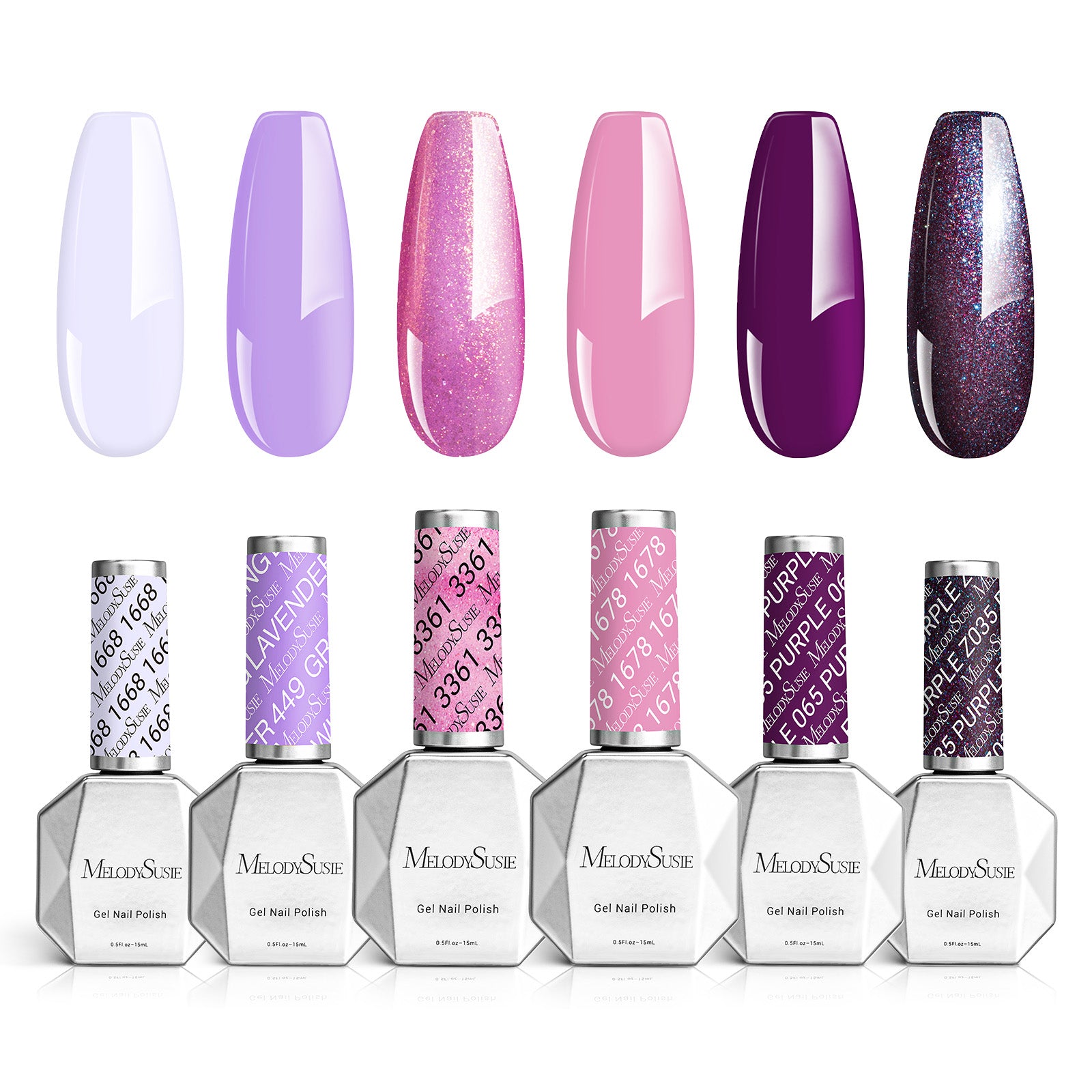 6 Colors Thick Gel Nail Polish Set 15ml - Purple