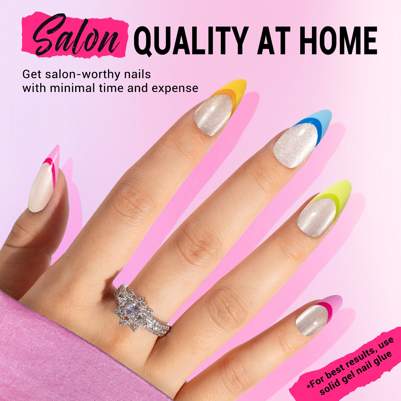 Rainbow Cat Eye Press On Nails Kit - US ONLY