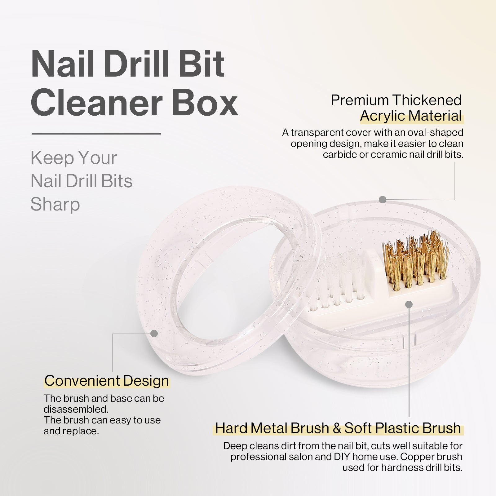 Drill Bit Cleaner (Drill Bit Cleanser Box for Nail Art Drill Head