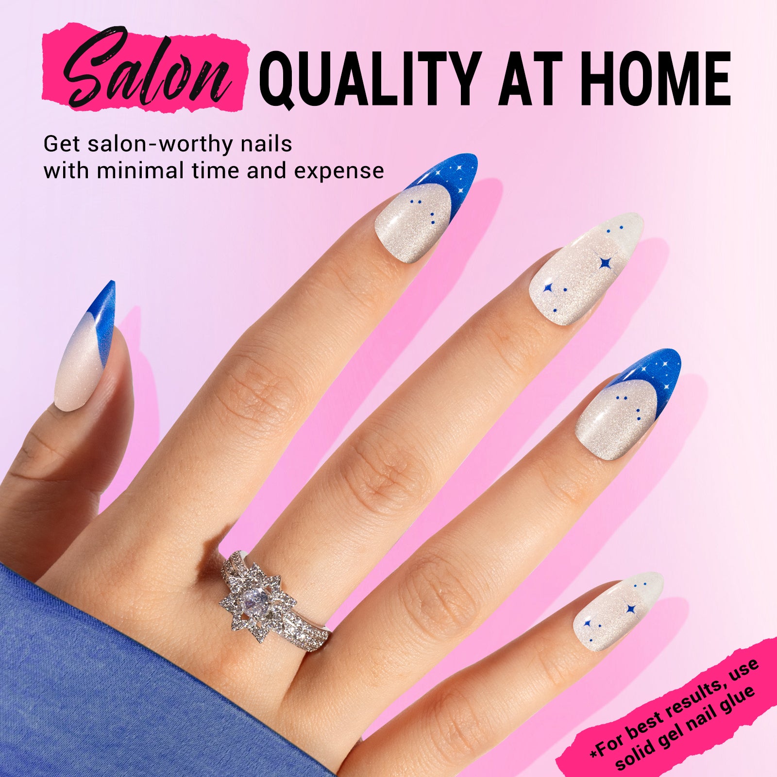 Blue Star Cat Eye Press On Nails Kit - US ONLY