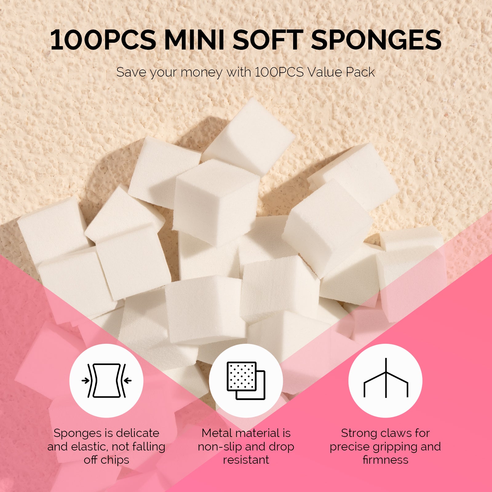 Nail Art Sponges With Grabbing Pen - White