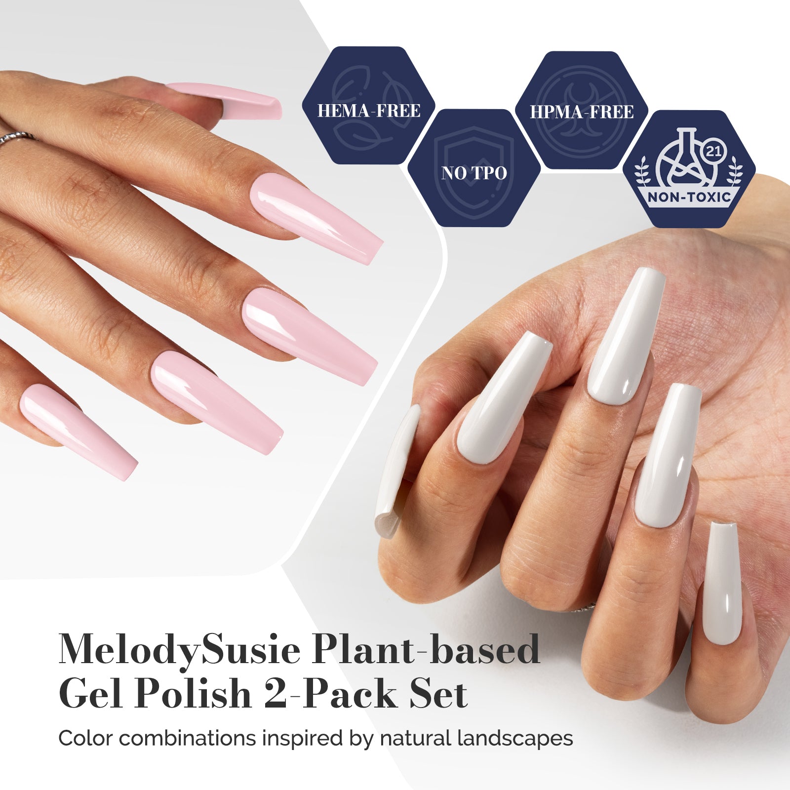 2Pcs Fleurwee Gel Polish - Light Pink&White-P04+P13