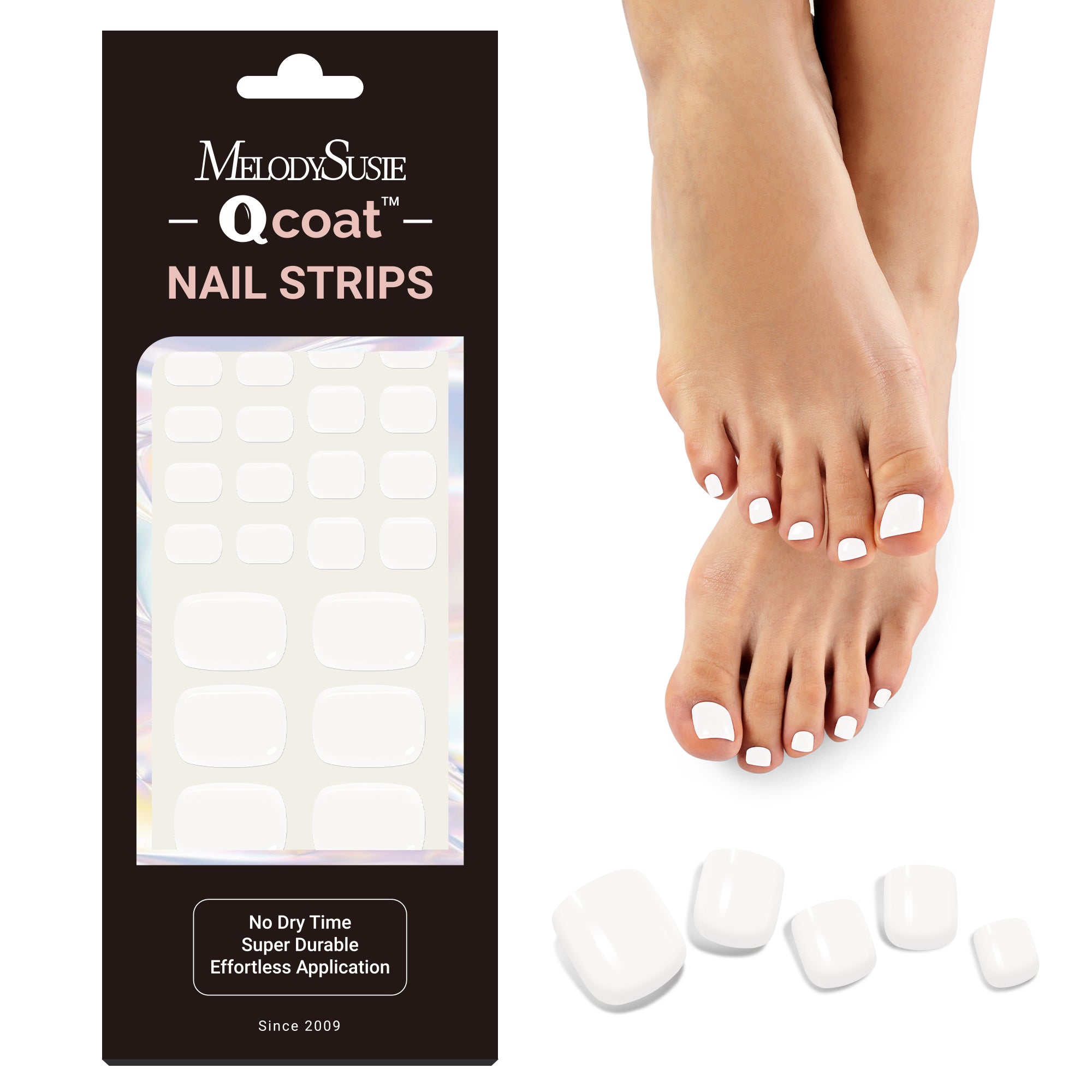 Qcoat Pedicure Fully Cured Gel Nail Strips-White(US ONLY)