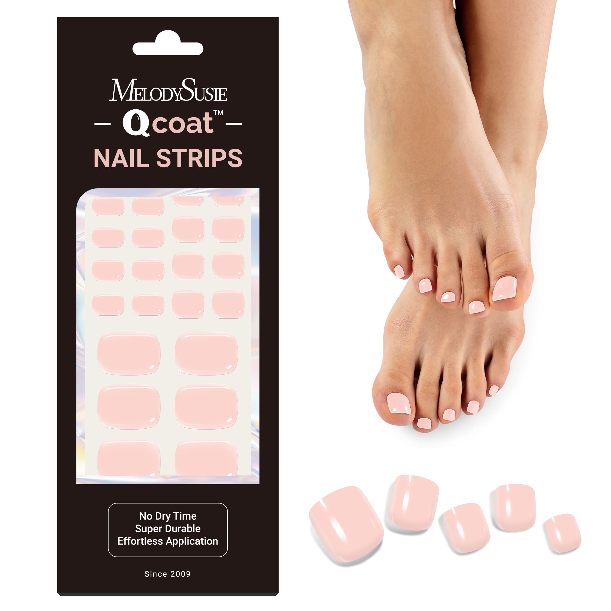 Qcoat Pedicure Fully Cured Gel Nail Strips-Light Pink(US ONLY)