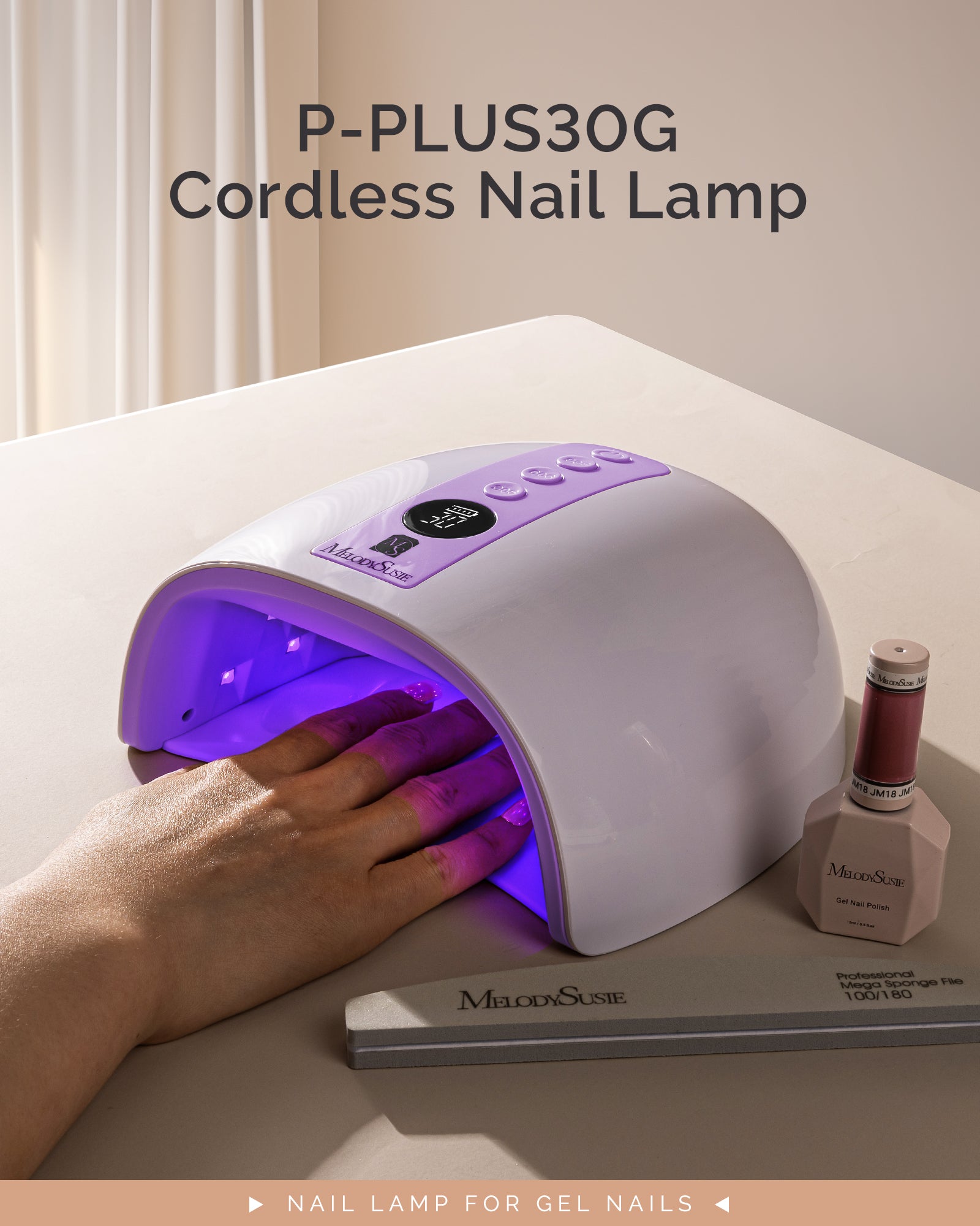 P-PLUS30G Rechargeable Cordless UV/LED Nail Lamp - Purple