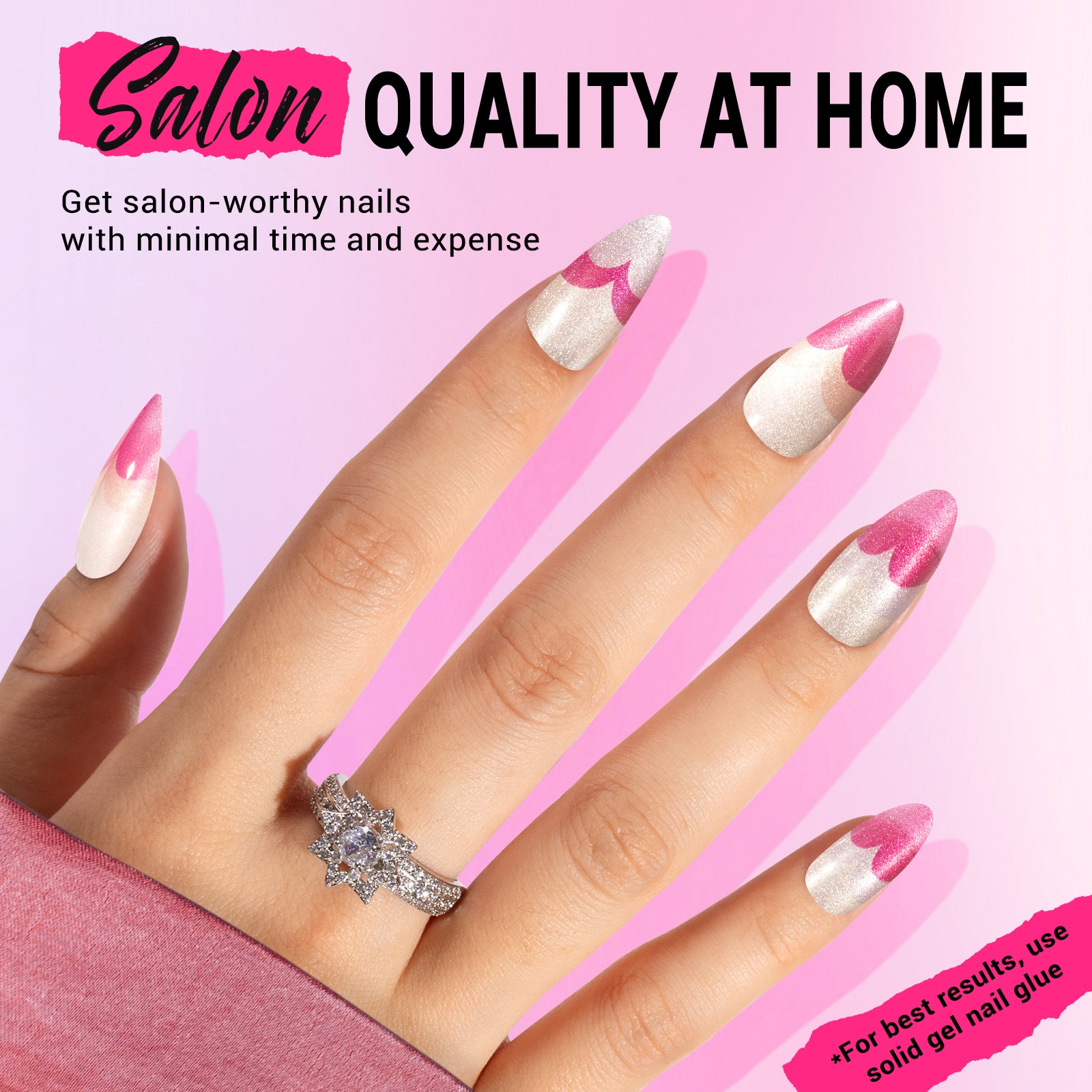 Pink Heart Press On Nails Kit - US ONLY