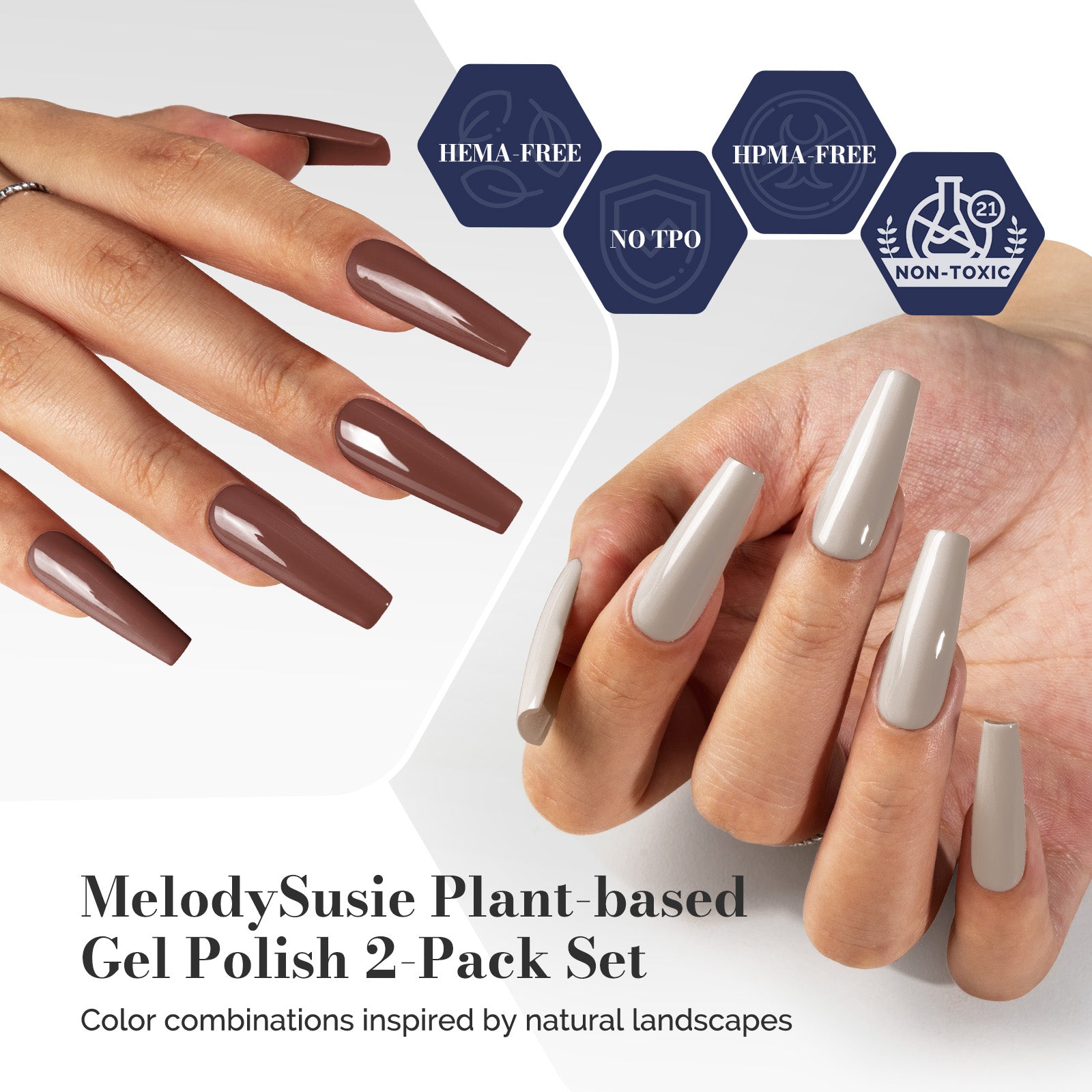 2Pcs Fleurwee Gel Polish - Neutral Brown&Raspberry Red-P26+P28