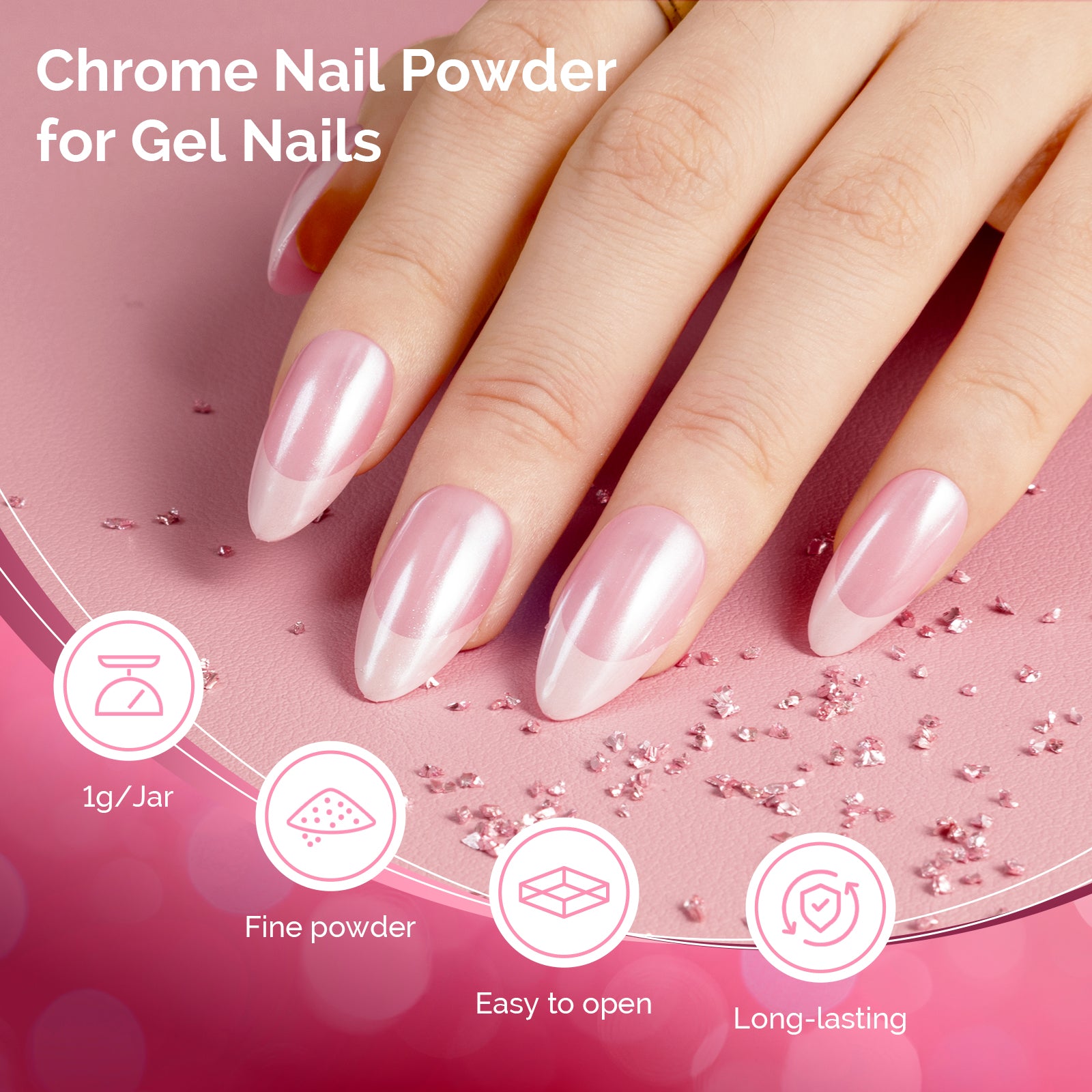 2Pcs Pearl and Aurora Chrome Nail Powder