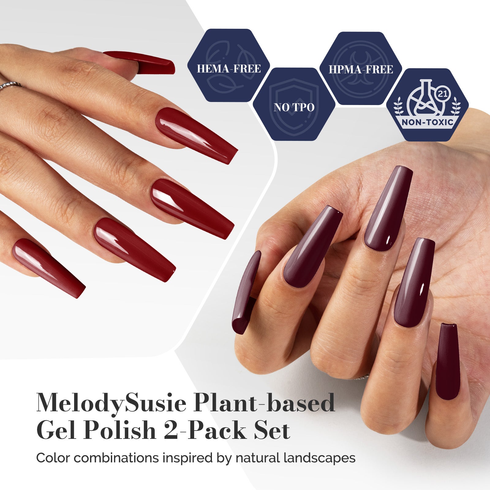 Fleurwee Gel Polish 2Pcs Rose Red&Bordeaux Red Brown-P02+P29