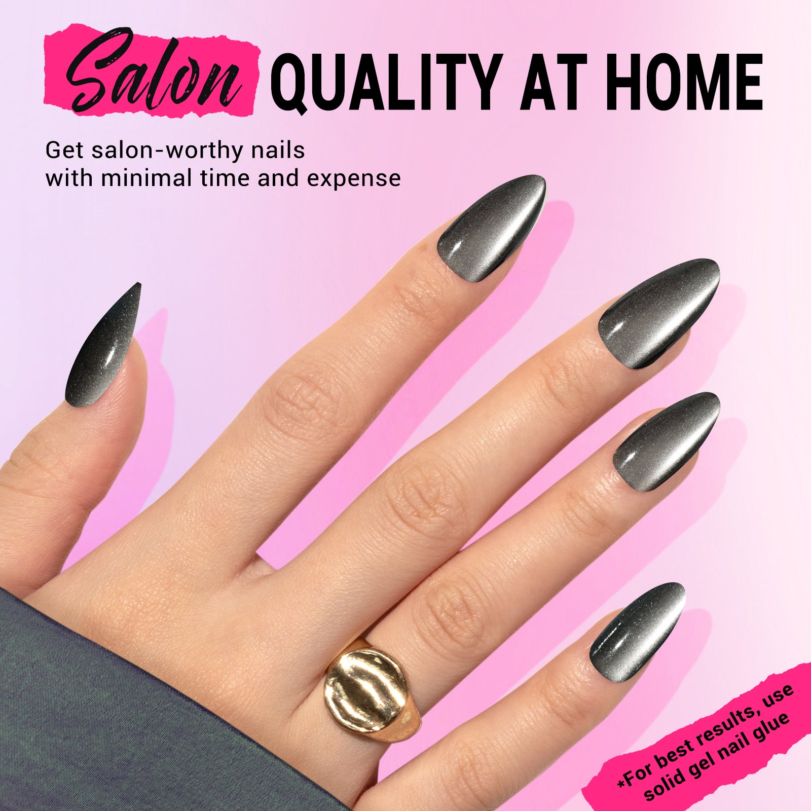 Black Cat Eye Press On Nails Kit - US ONLY