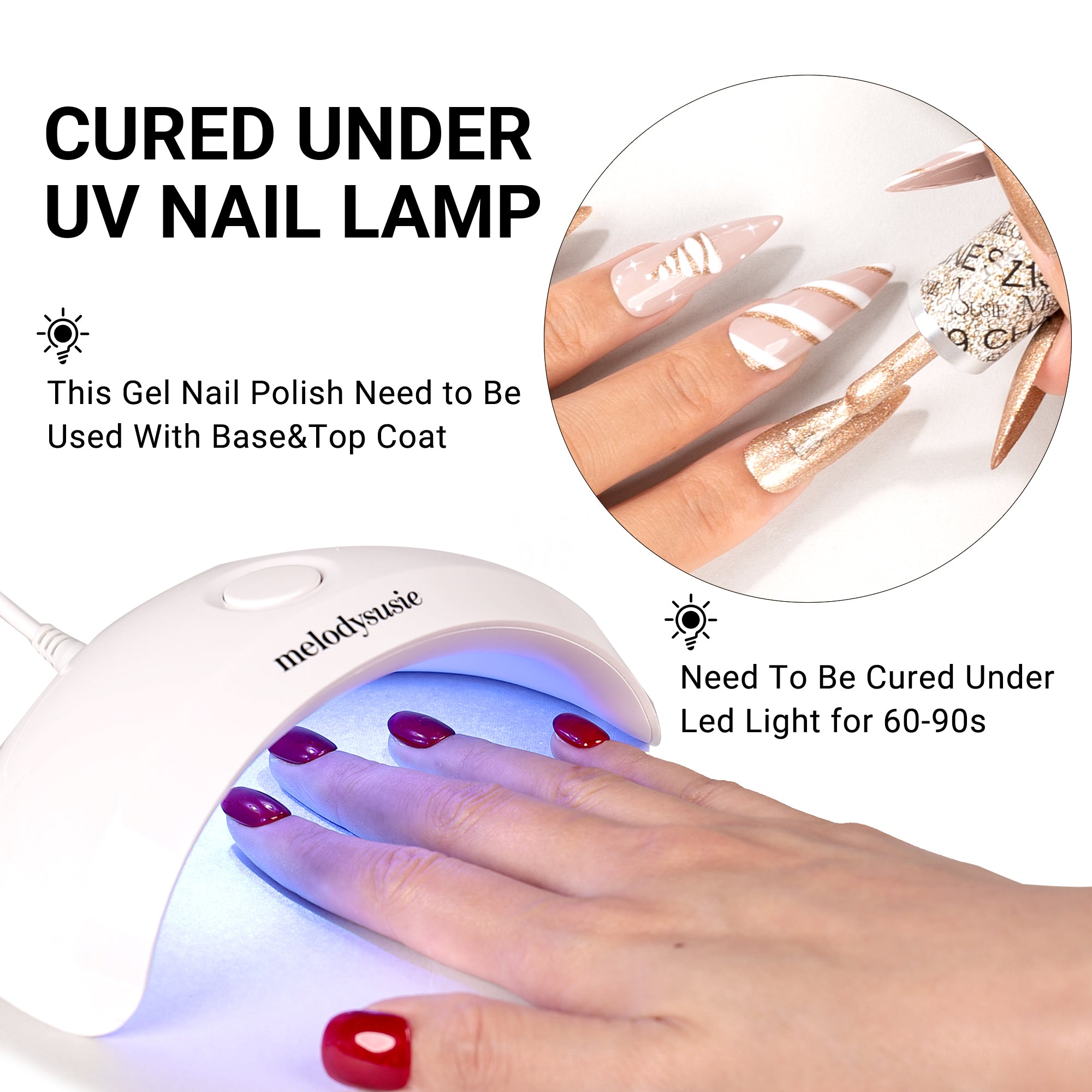 UVLED Nail Lamp and 2 boxes gel nail polish top