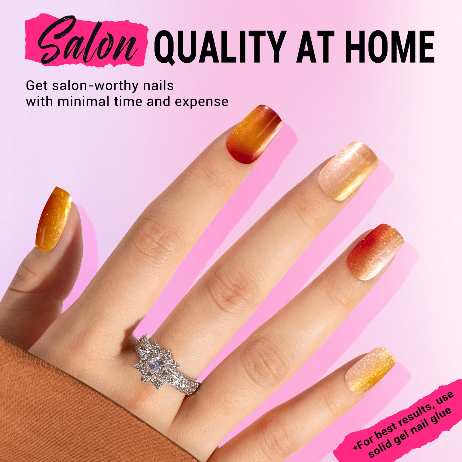 Autumn Halo Cat Eye Press On Nails Kit - US ONLY