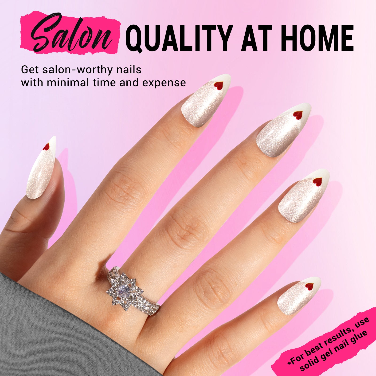 White Cat Eye Press On Nails Kit - US ONLY