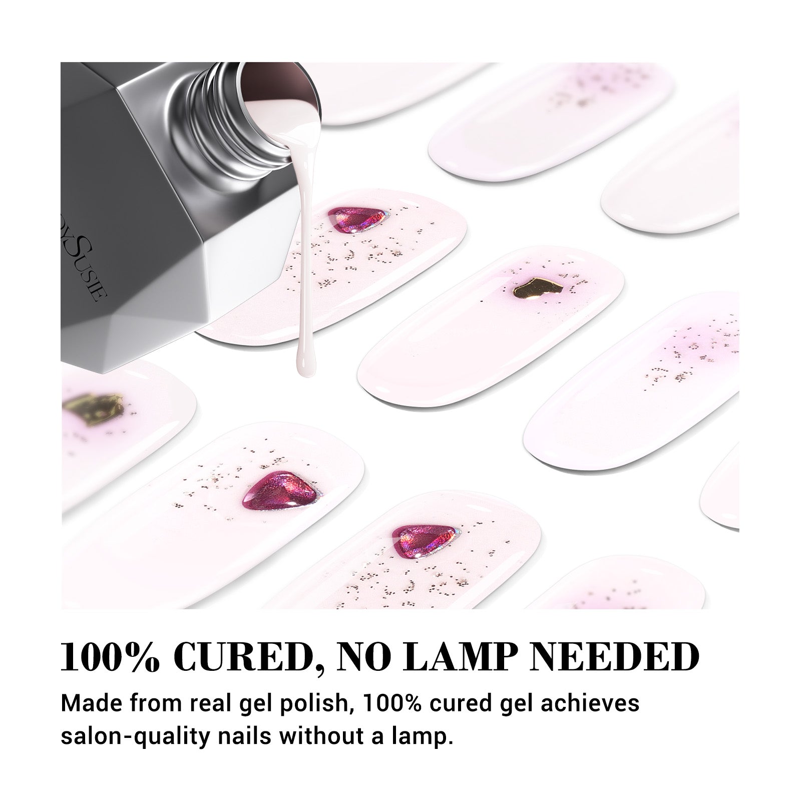 Qcoat Fully Cured Gel Nail Strips - Blush Heart(US ONLY)