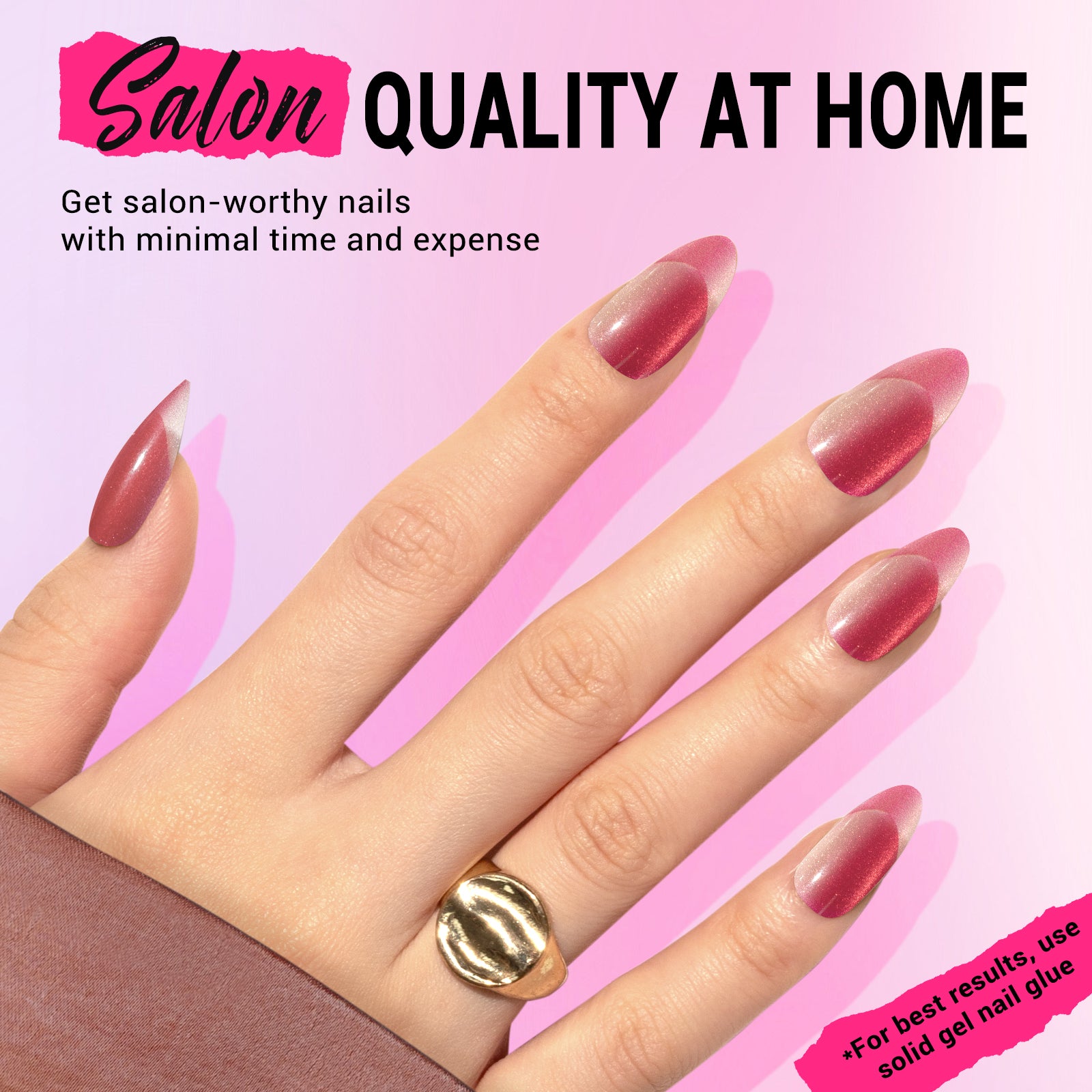 Light Pink Cat Eye Press On Nails Kit - US ONLY