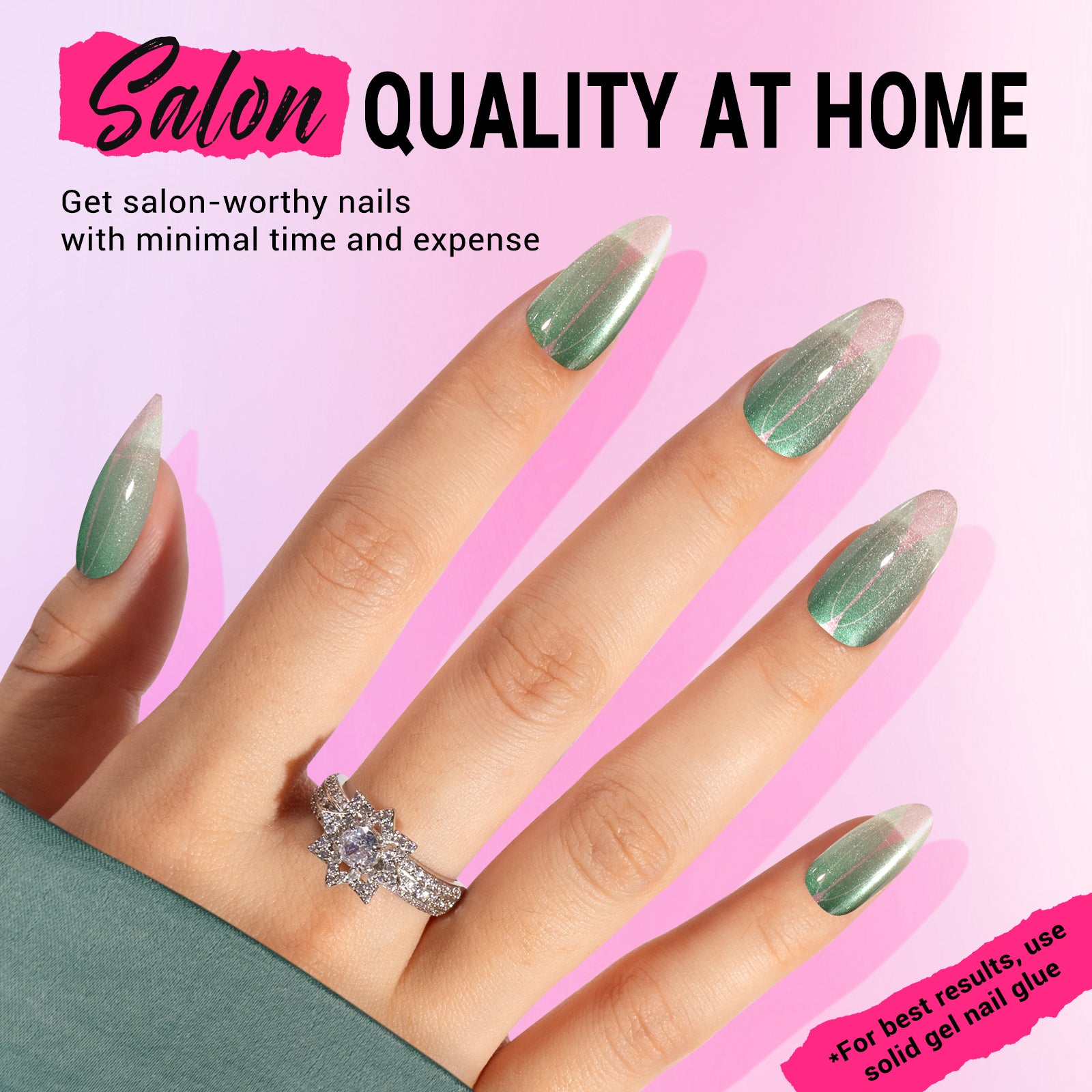 Green Impression Press On Nails Kit - US ONLY