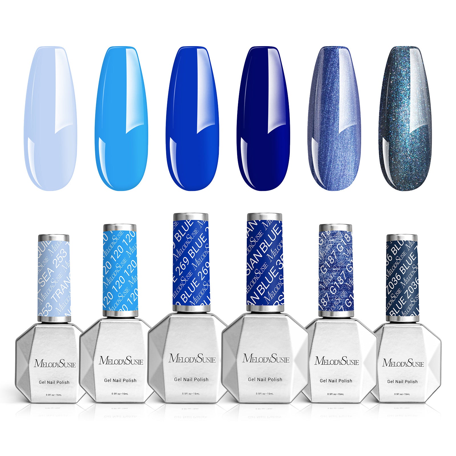 6 Colors Thick Gel Nail Polish Set 15ml - Blue