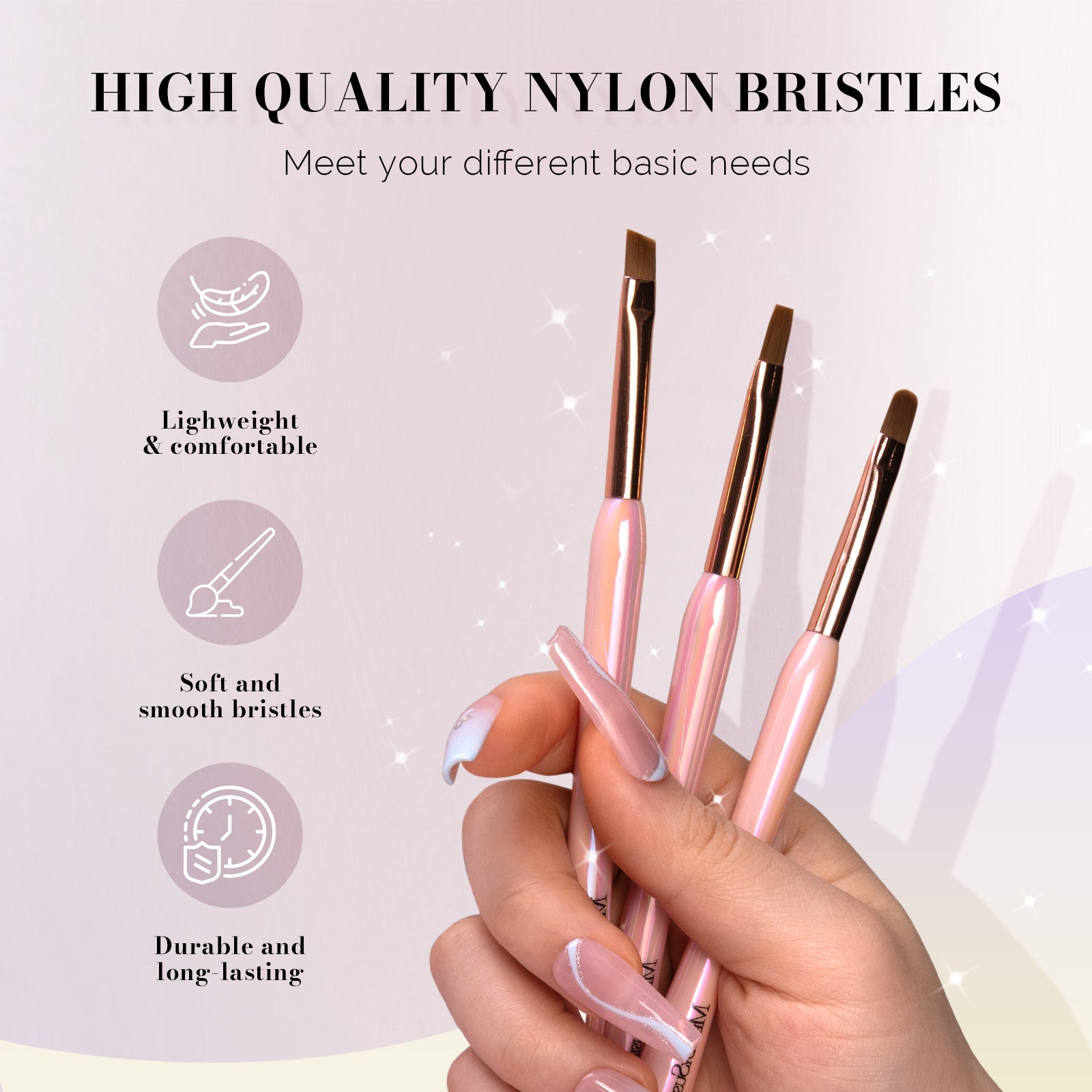 Nail Art Brushes Set 3Pcs