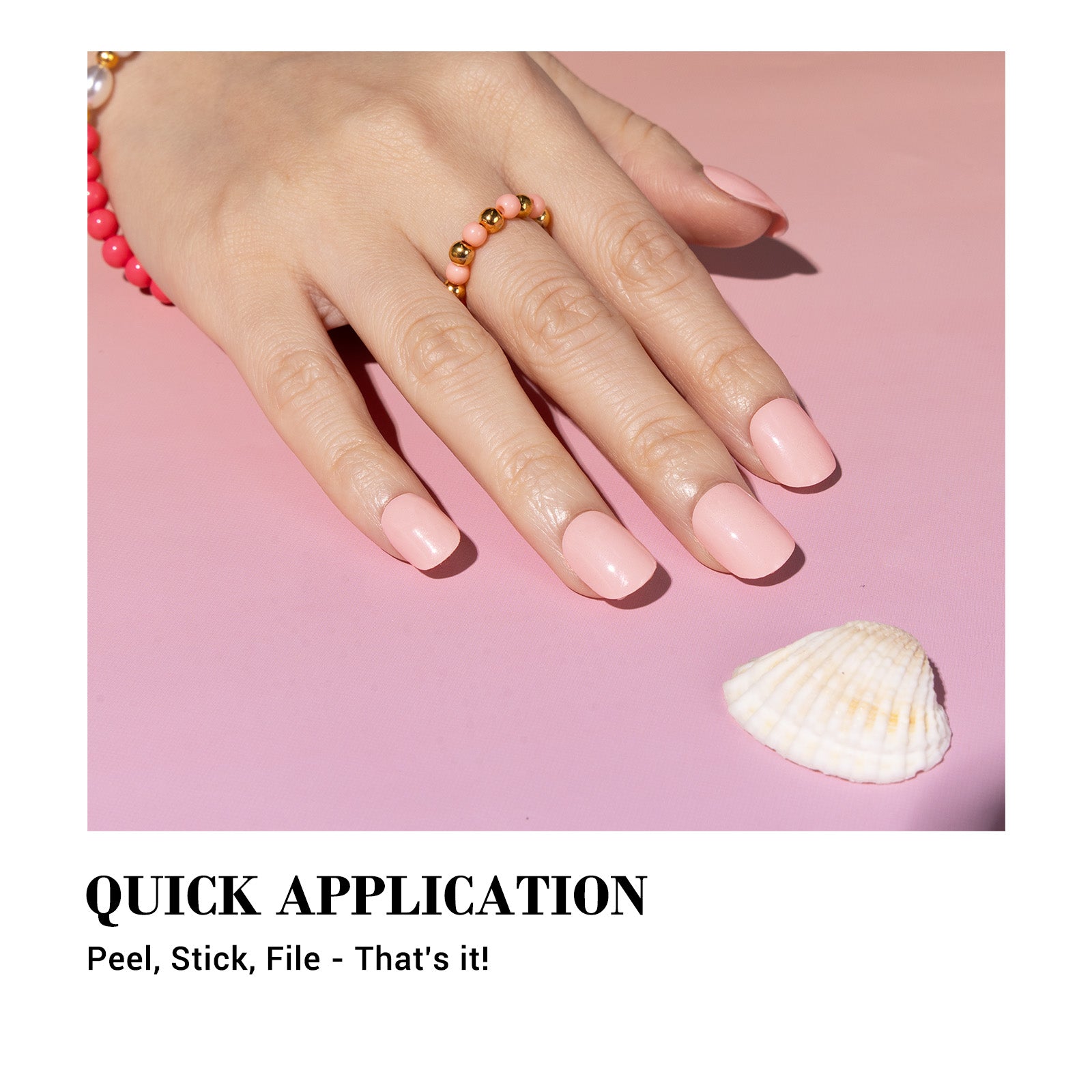 Qcoat Fully Cured Gel Nail Strips - Pastel Pink(US ONLY)