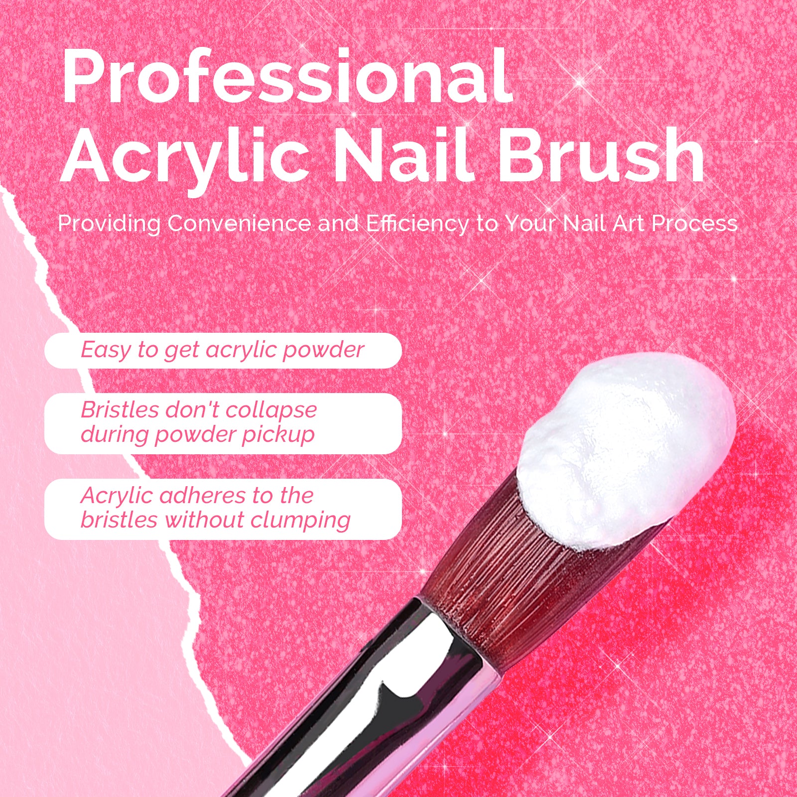 Kolinsky Acrylic Nail Brush Carving Pink #8