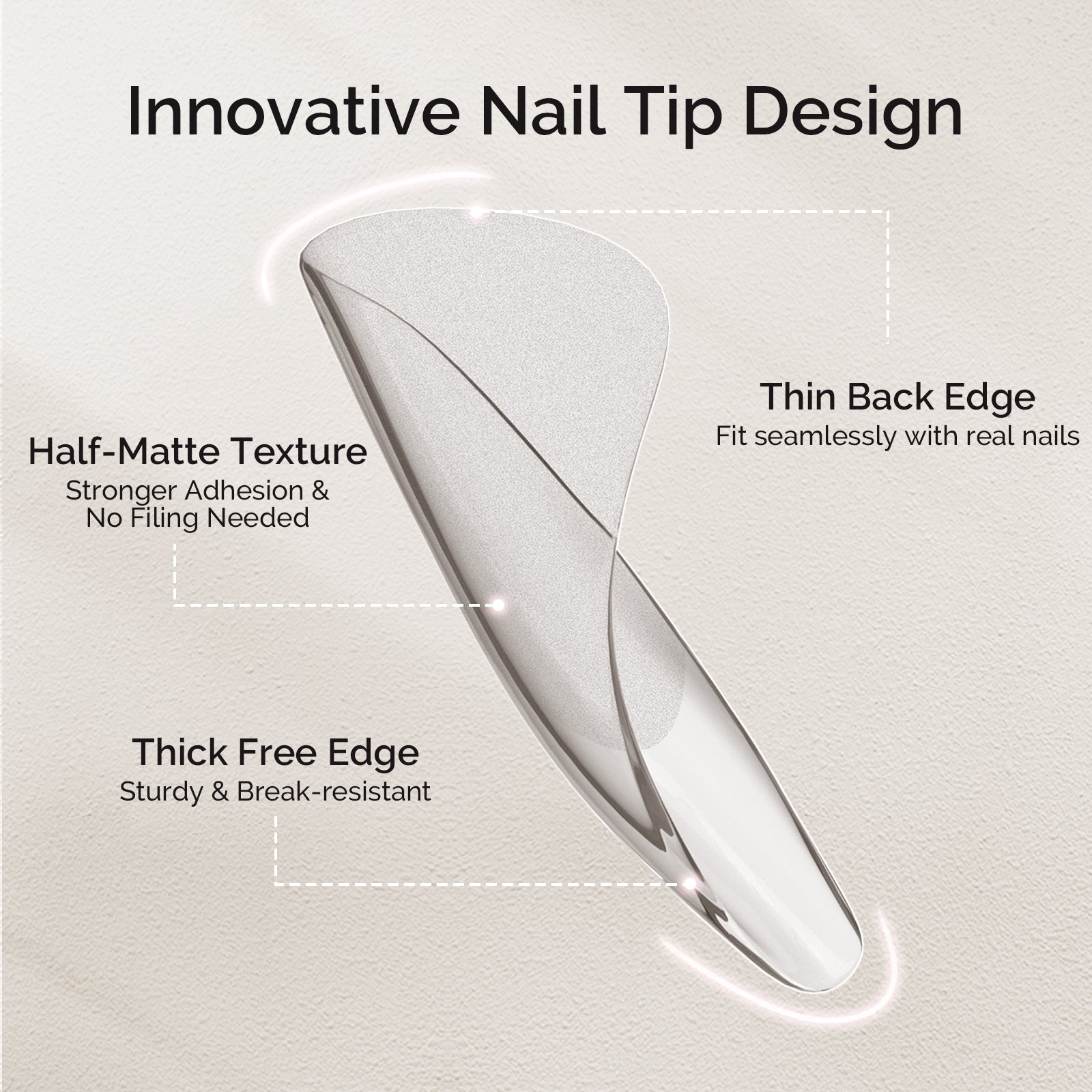 Half Matte Pre-Shaped Acrylic Nail Extension Tips