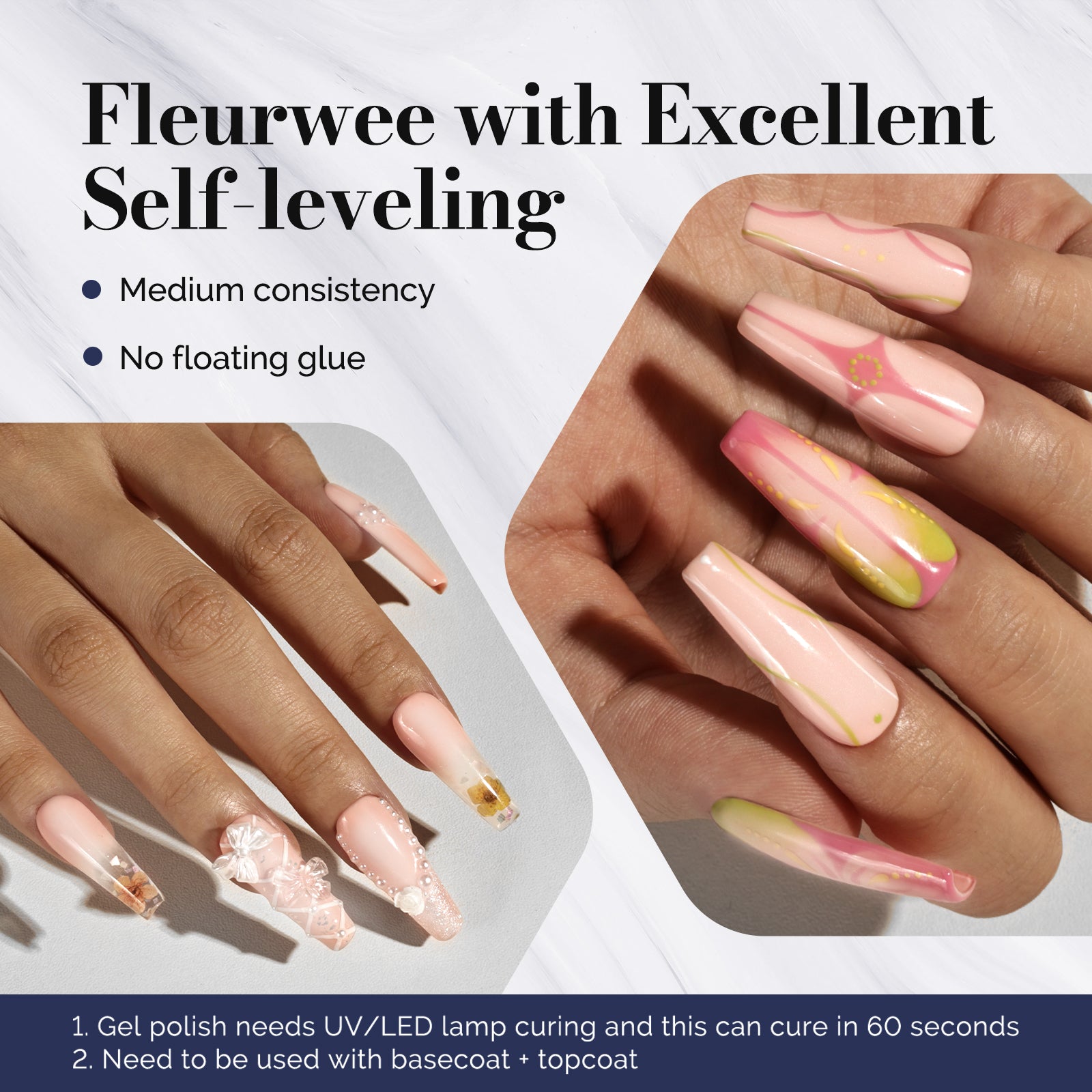 Fleurwee Gel Nail Polish Plant-based 0.5 fl oz/15ml - P48 Dawn Peony Nude-Glitter