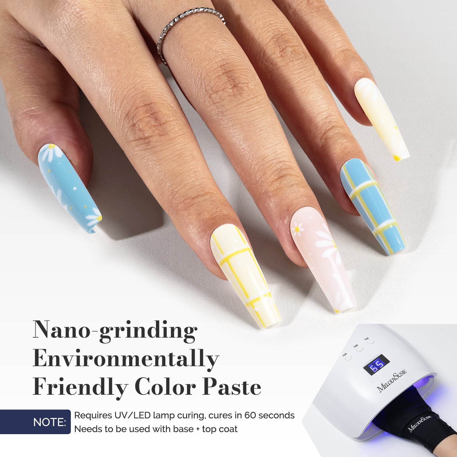 2Pcs Fleurwee Gel Polish - Pale Yellow&Gray Blue-P09+P32