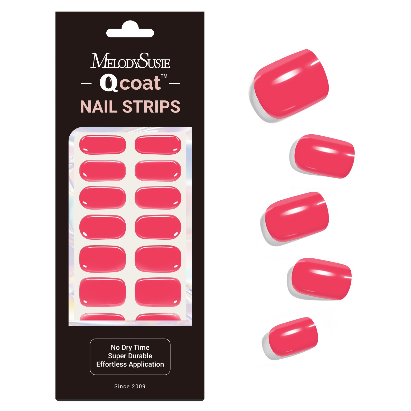 Qcoat Fully Cured Gel Nail Strips - Hot Pink(US ONLY)