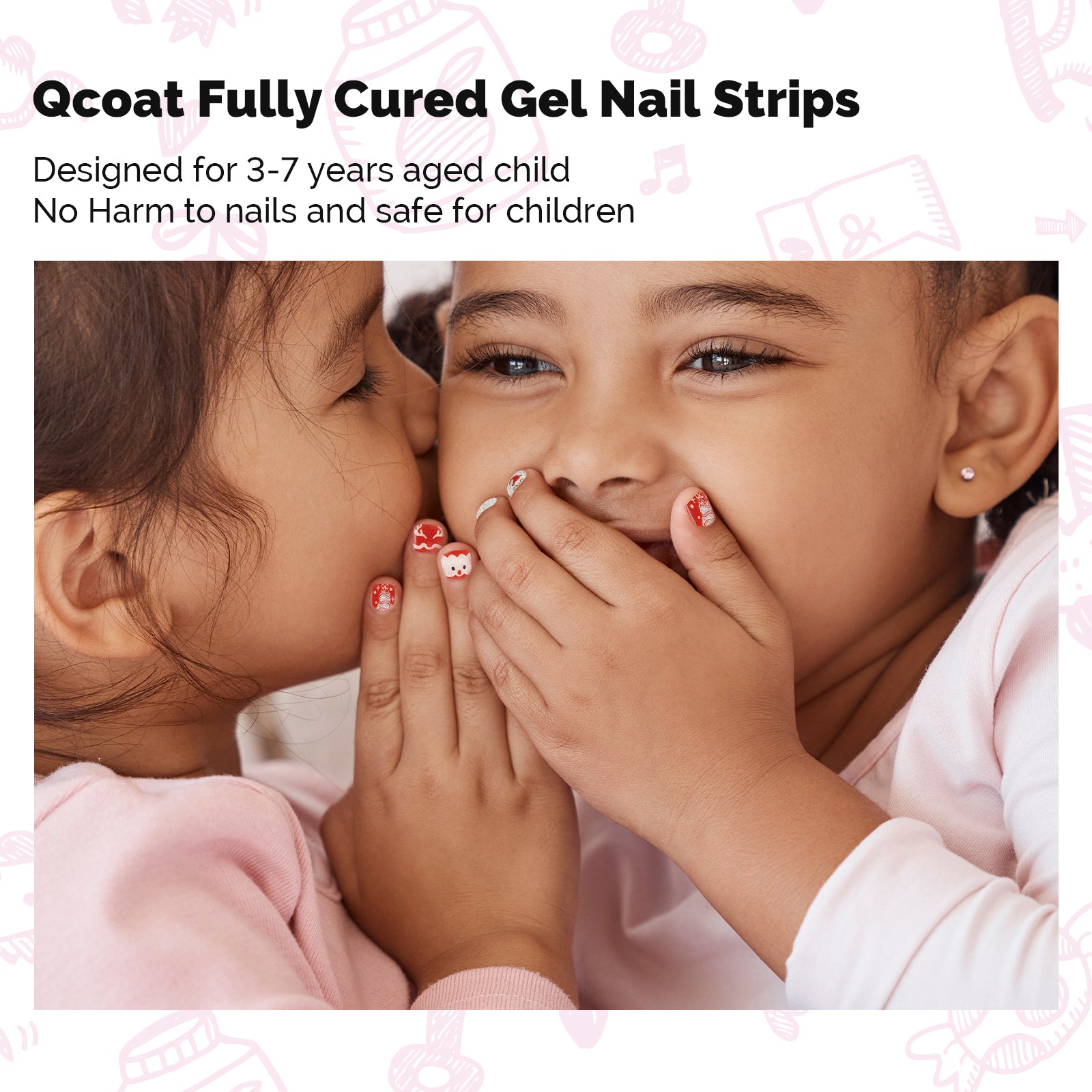 Qcoat Fully Cured Gel Nail Strips for Kids - Festive Planet