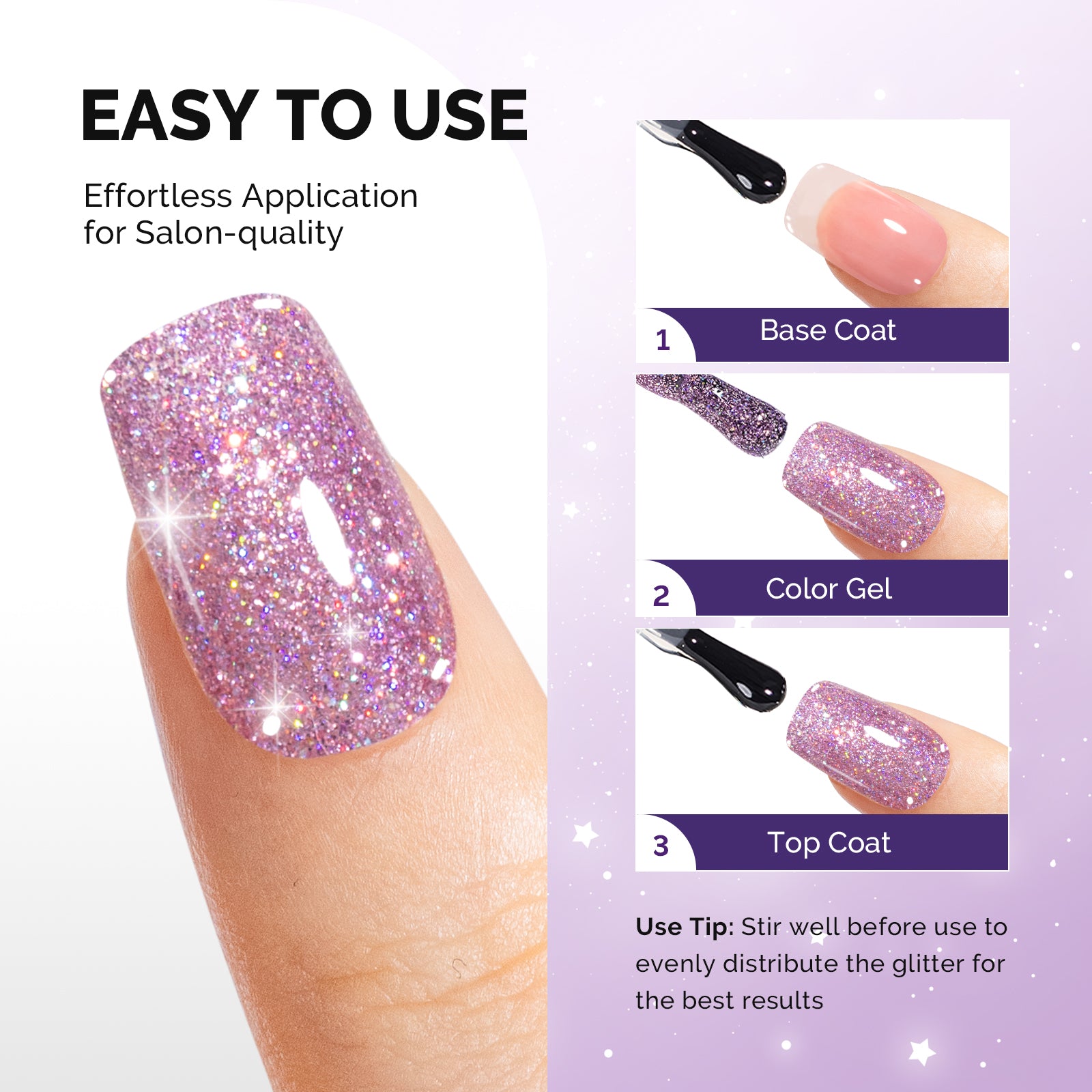 Galaliver Glitter Gel Nail Polish 15ml - X06 Free Purple