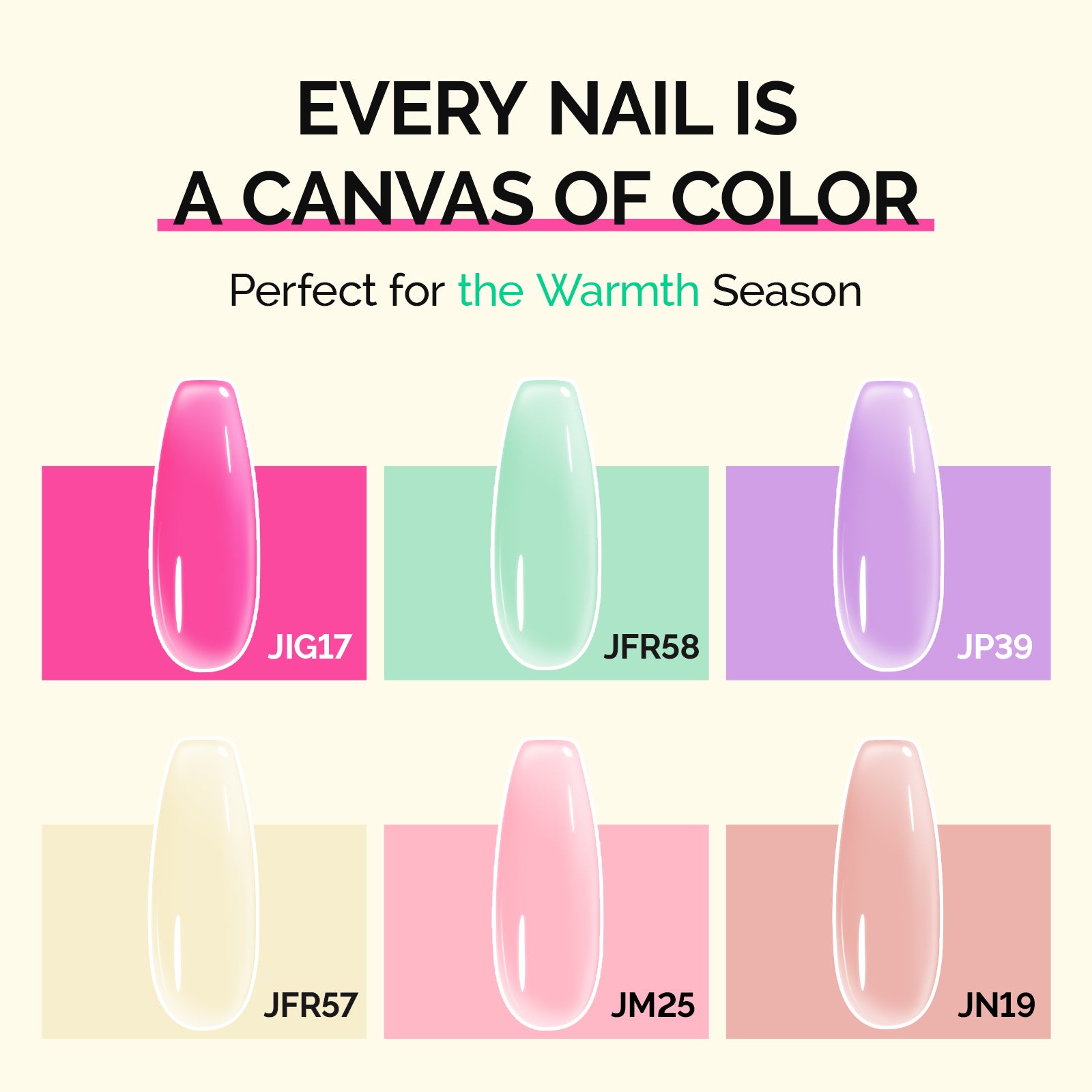 Jeweliver Jelly Gel Nail Polish Set 6 Colors 15ml - Warm Season