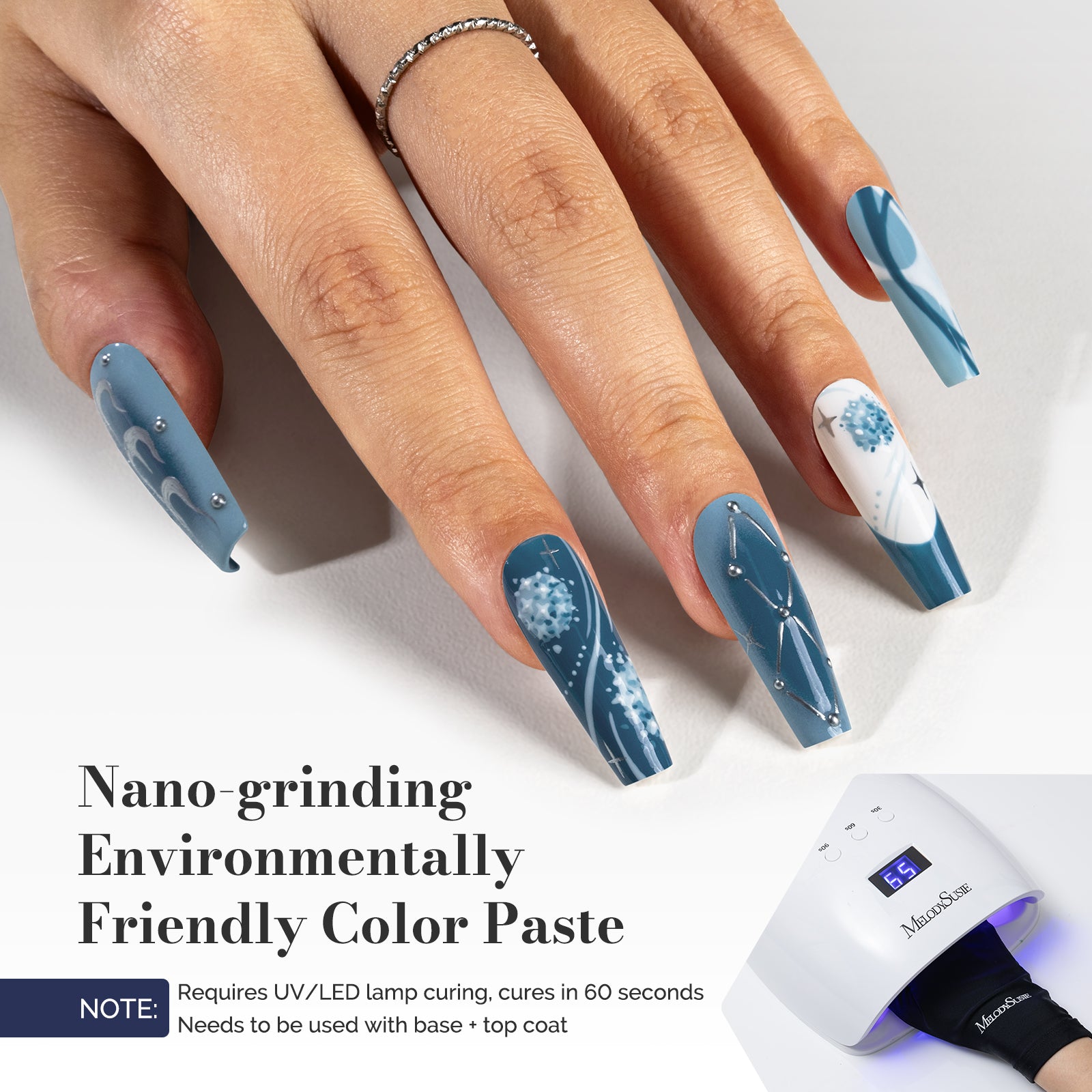 2Pcs Fleurwee Gel Polish - Gray Blue&Dark Indigo Blue-P16+P32