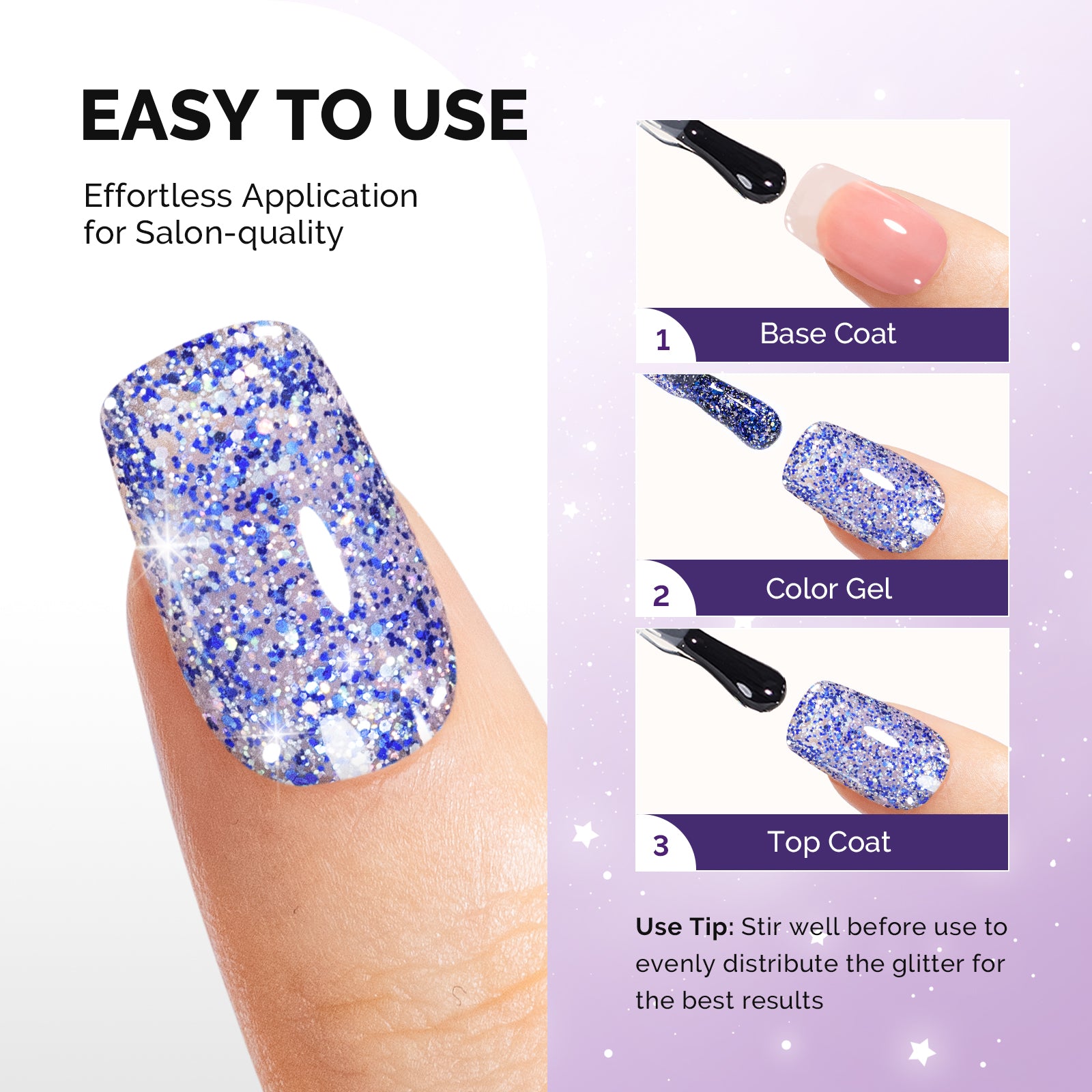 Galaliver Glitter Gel Nail Polish 15ml - X11 Starry Blue