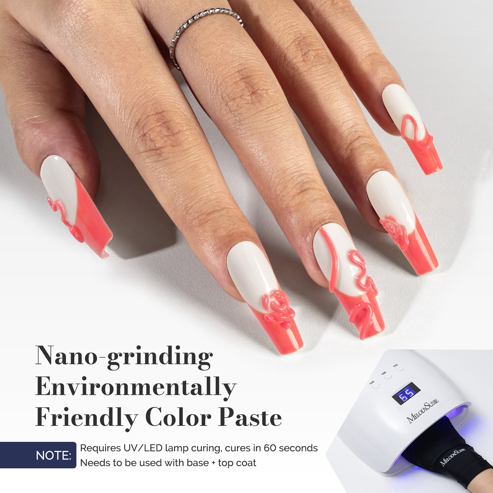 2Pcs Fleurwee Gel Polish - Coral Orange&Milky White-P04+P25