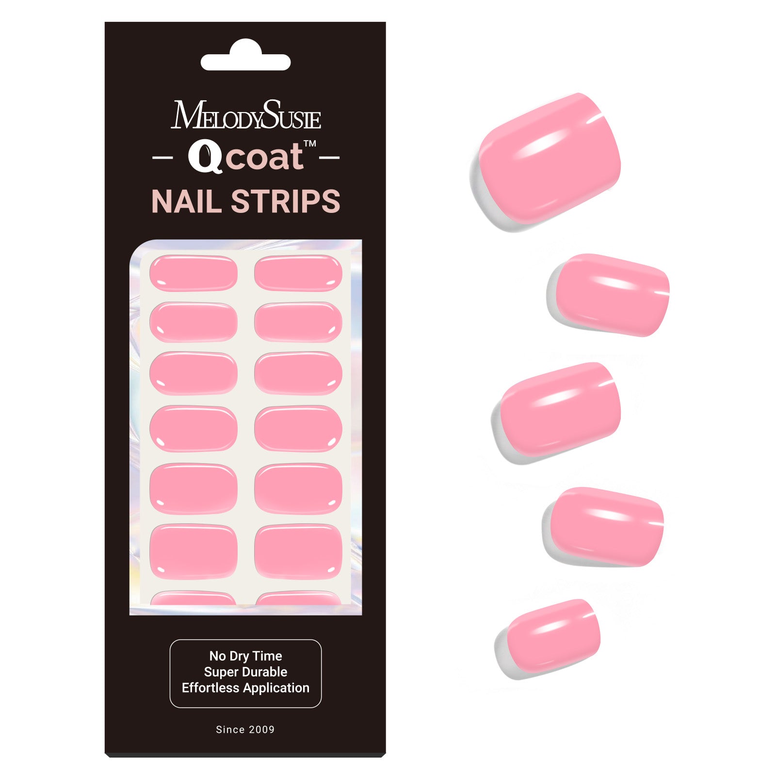 Qcoat Fully Cured Gel Nail Strips - Flamingo Pink(US ONLY)