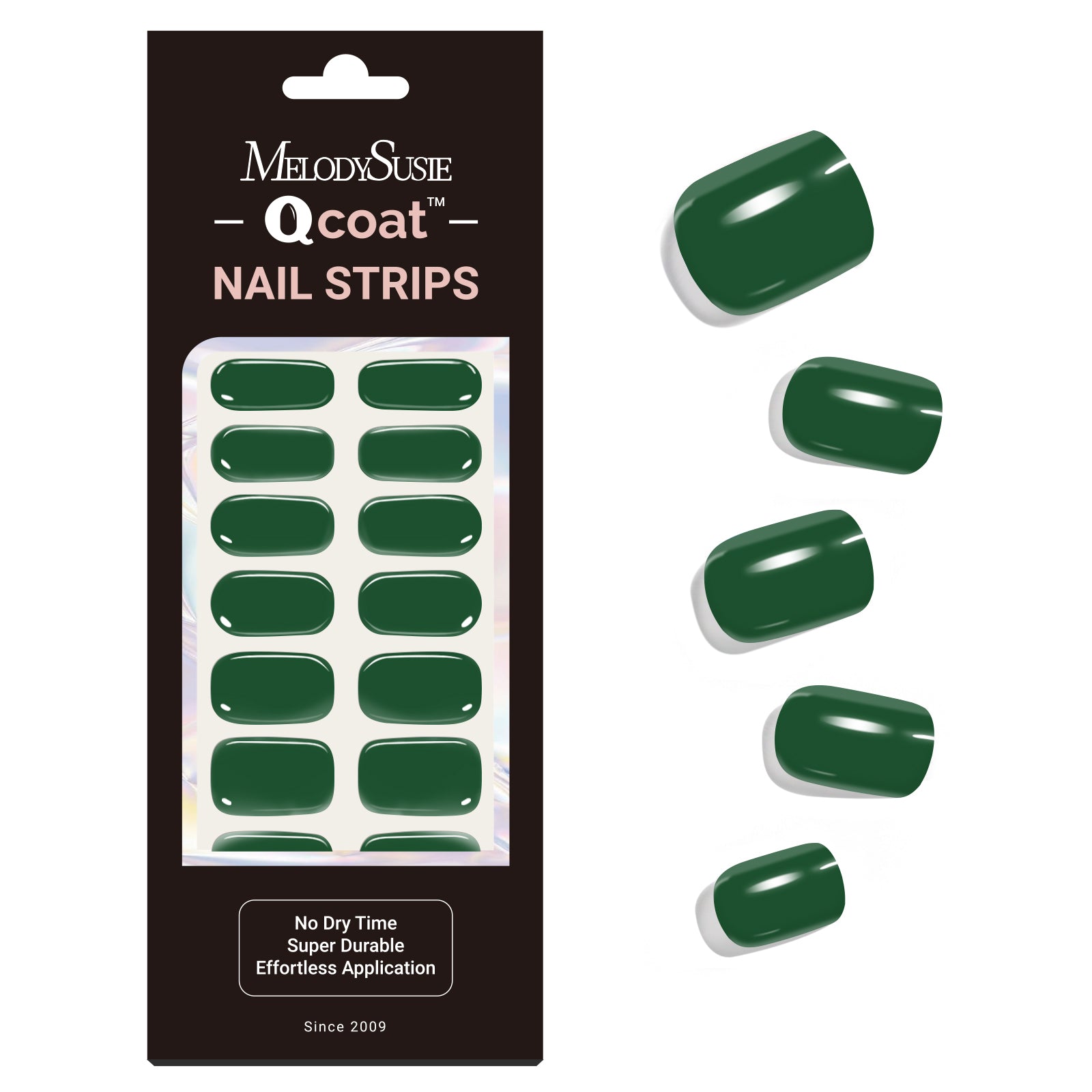 Qcoat Fully Cured Gel Nail Strips - Green (US ONLY)