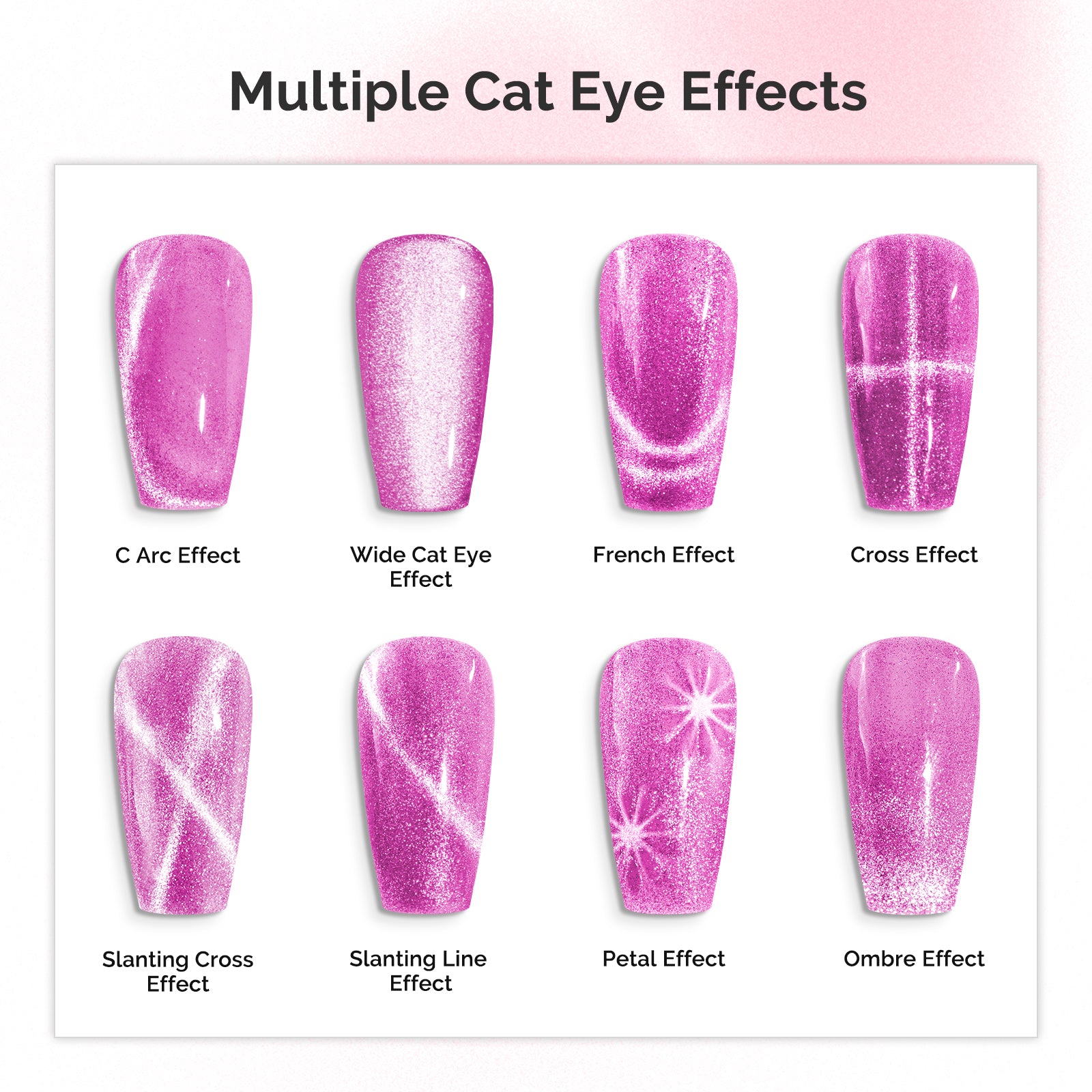 5 in 1 Multifunctional Cat Eye Gel Nail Polish Magnet - Pink