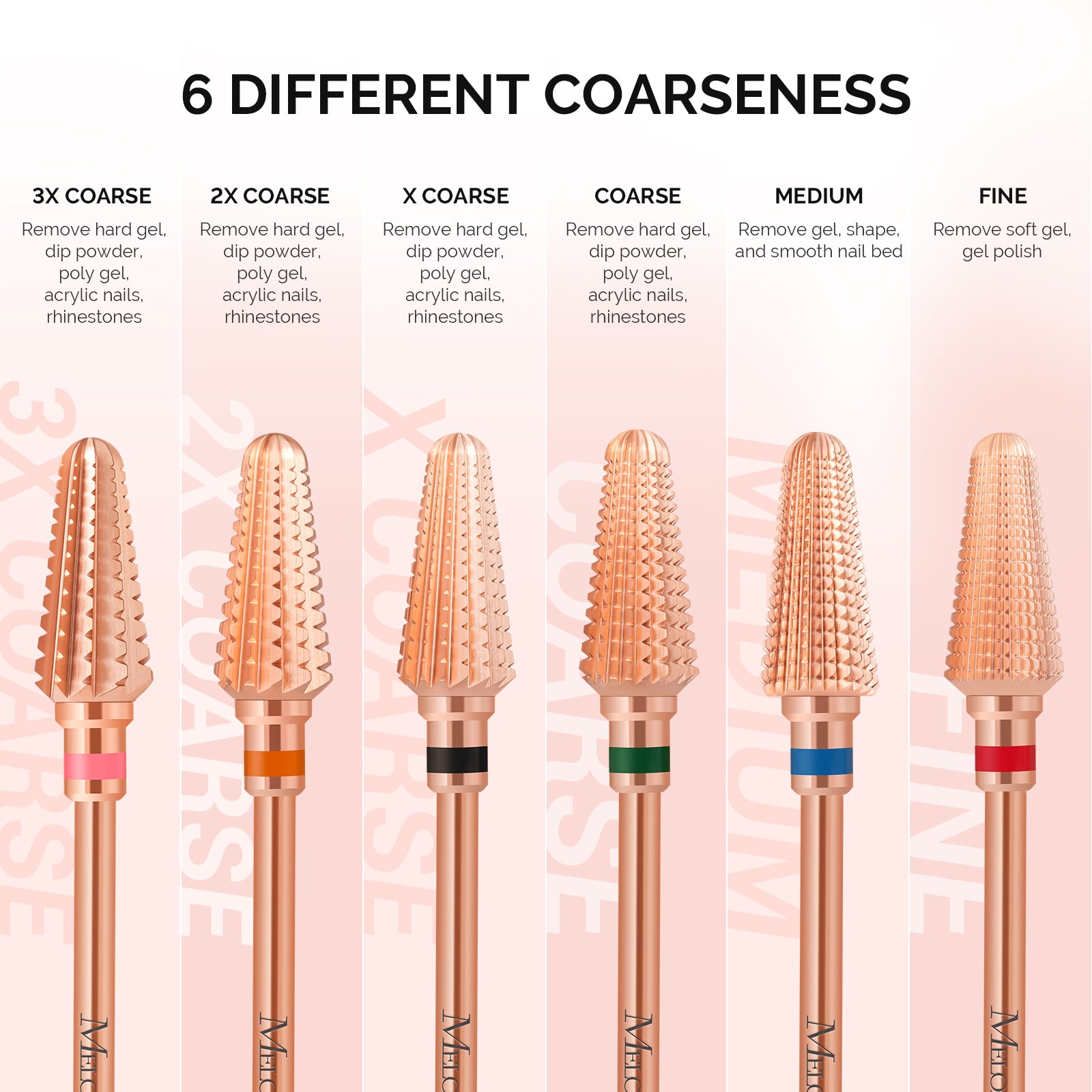 Tornado Tungsten Carbide Nail Drill Bits - Rose Gold